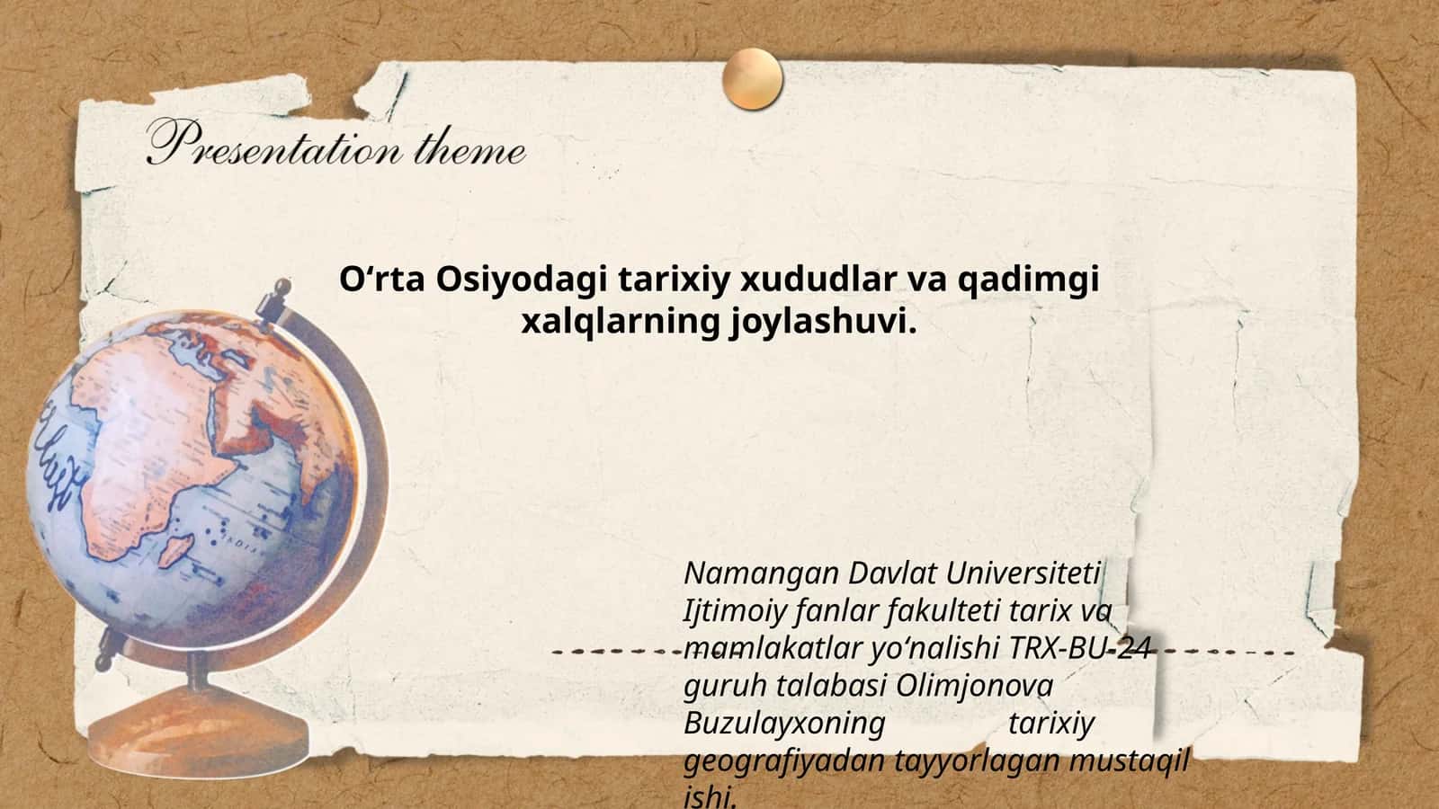 Oʻrta Osiyodagi tarixiy xududlar va qadimgi xalqlarning joylashuvi