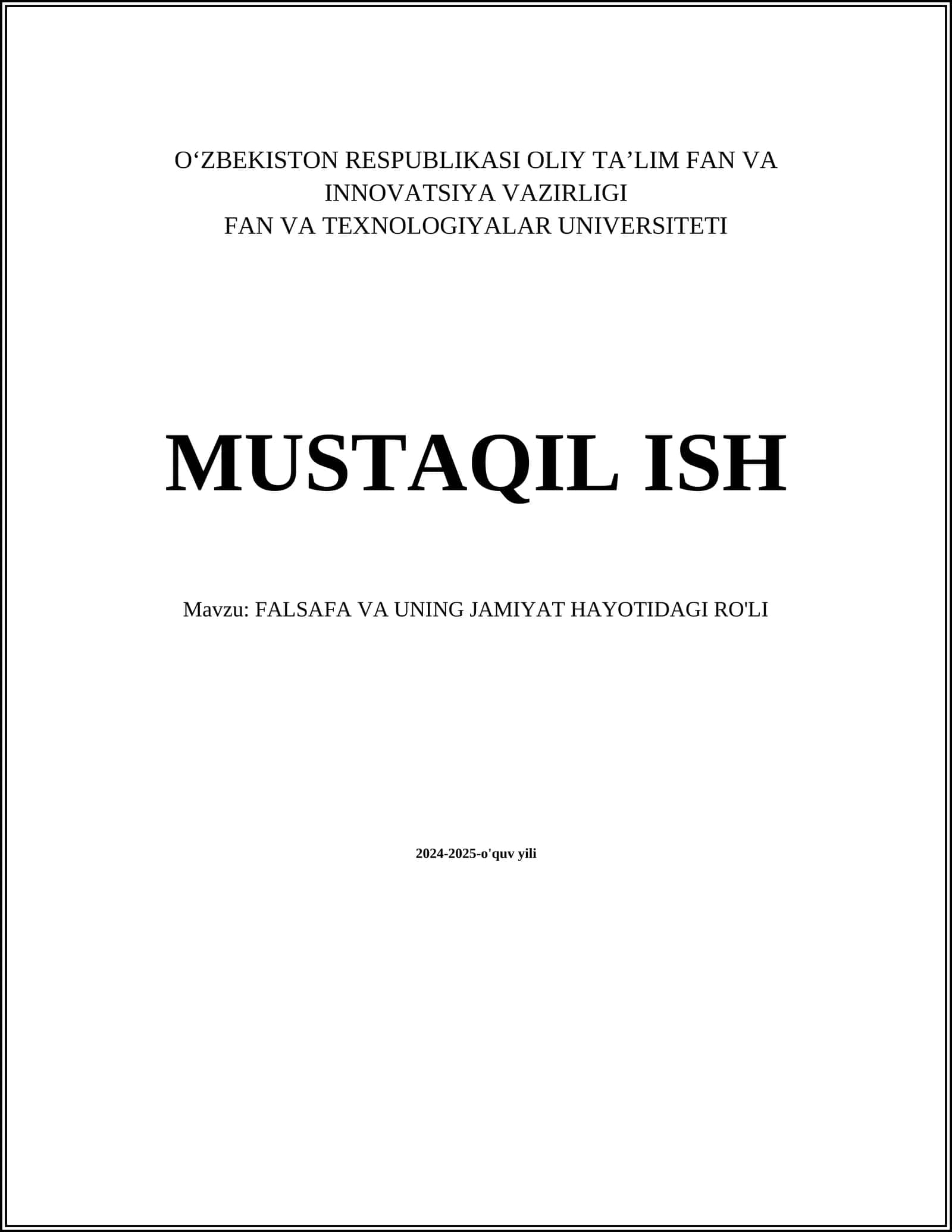 Falsafa va uning jamiyat hayotidagi ro'li