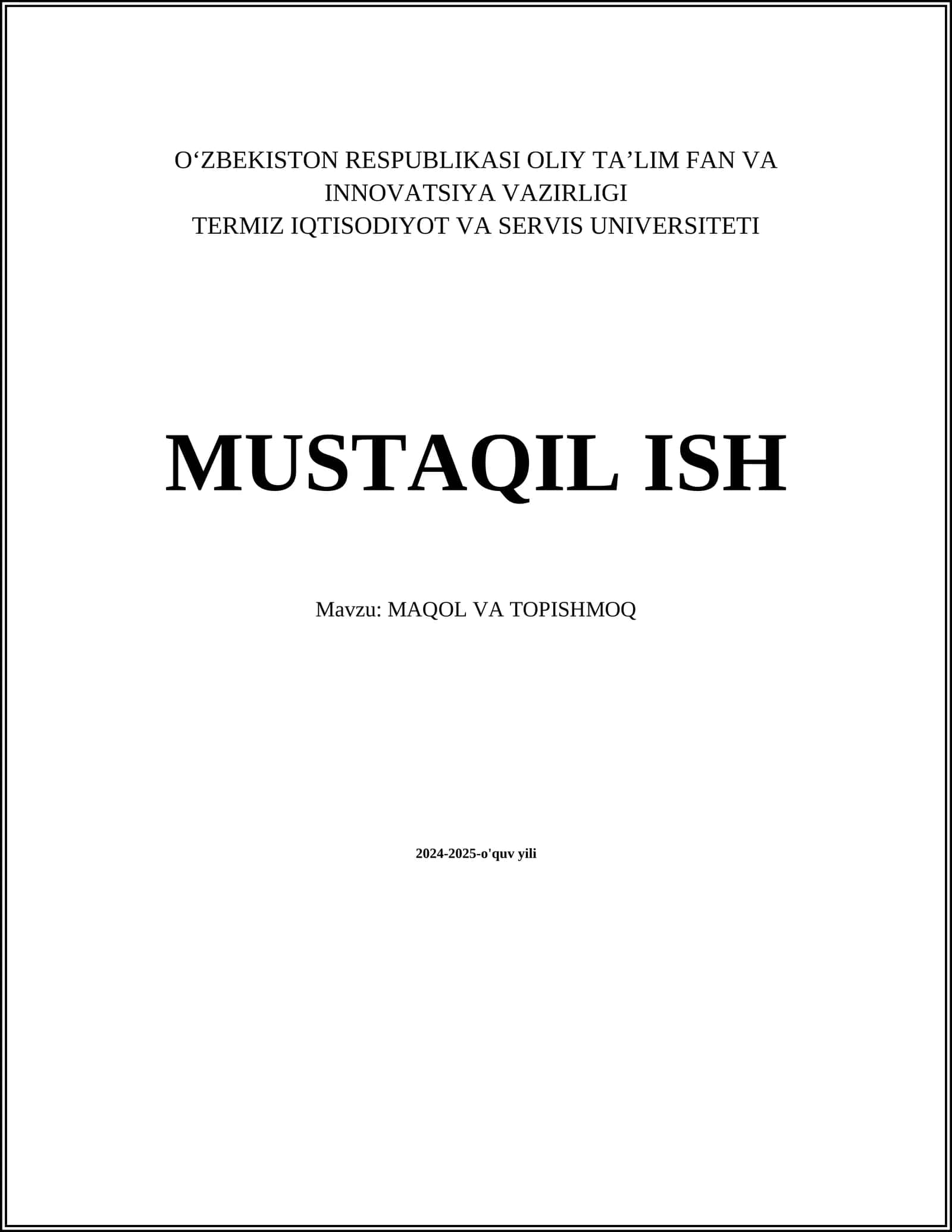MAQOL VA TOPISHMOQ