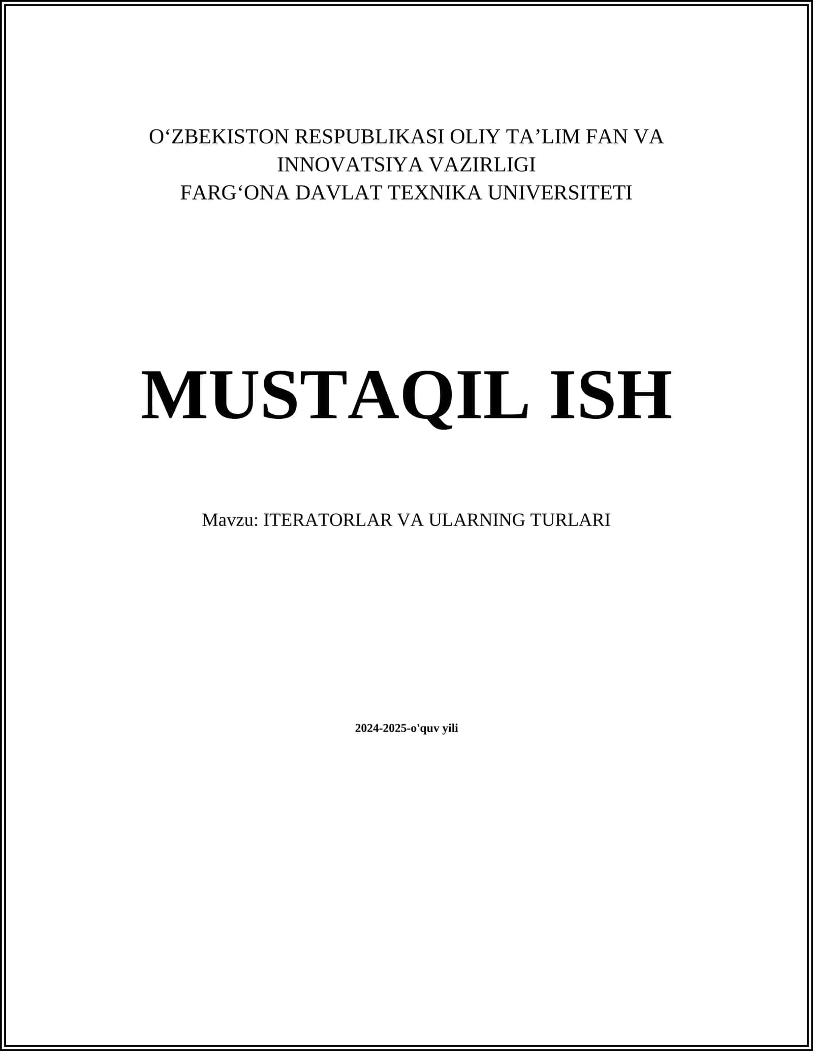 ITERATORLAR VA ULARNING TURLARI