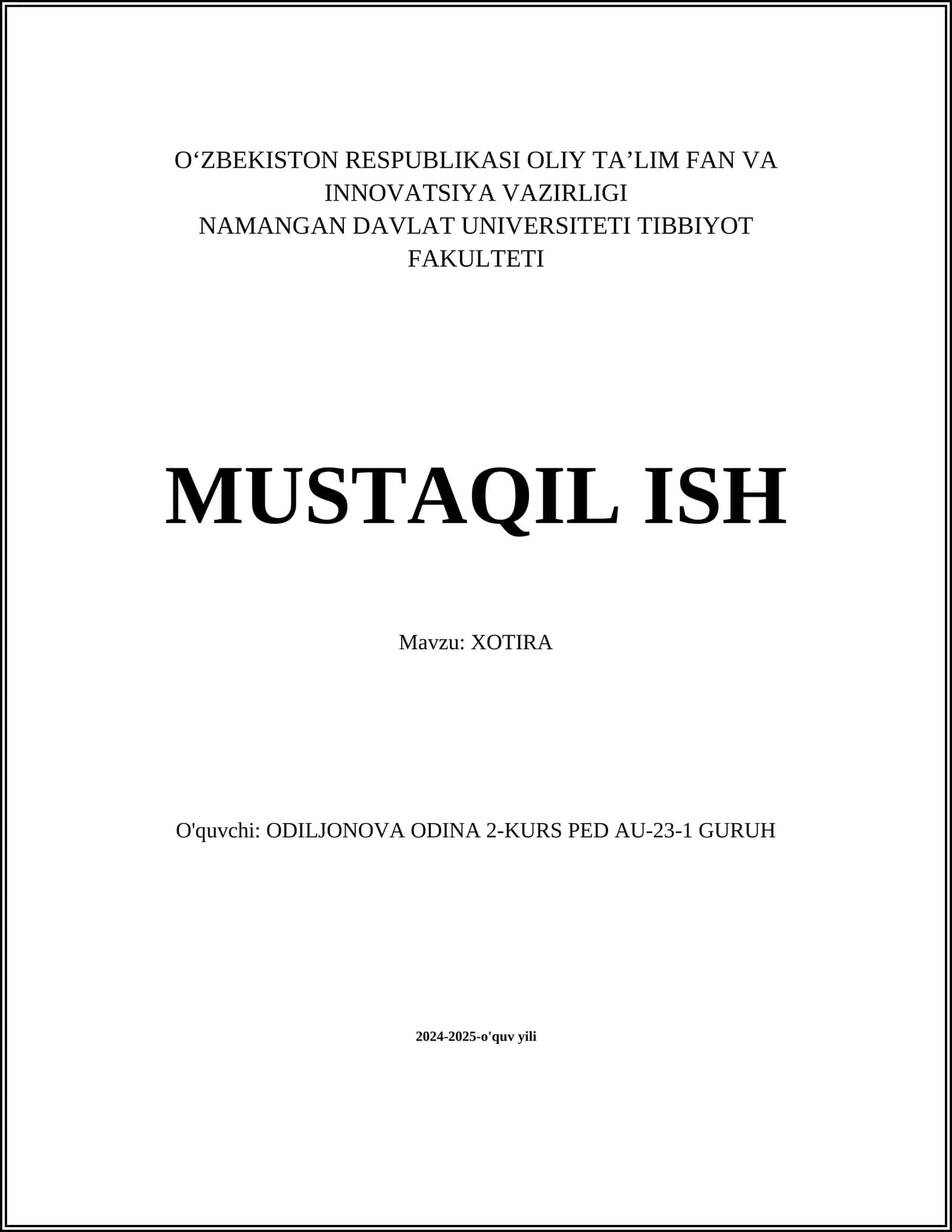 Xotira Tadbirlari
