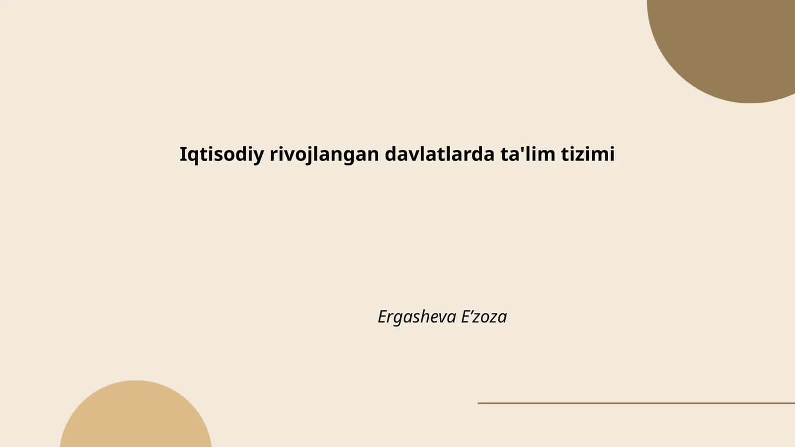 Iqtisodiy rivojlangan davlatlarda ta'lim tizimi