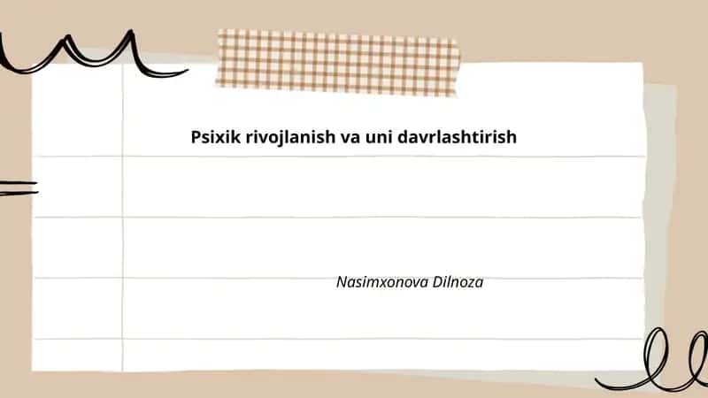 Psixik rivojlanish va uni davrlashtirish