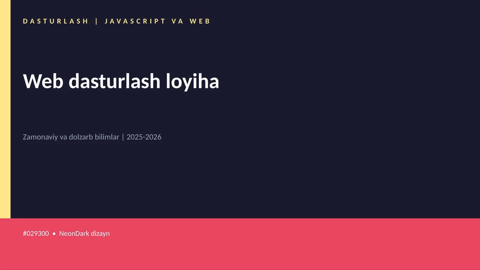 DASTURLASH | JAVASCRIPT VA WEB