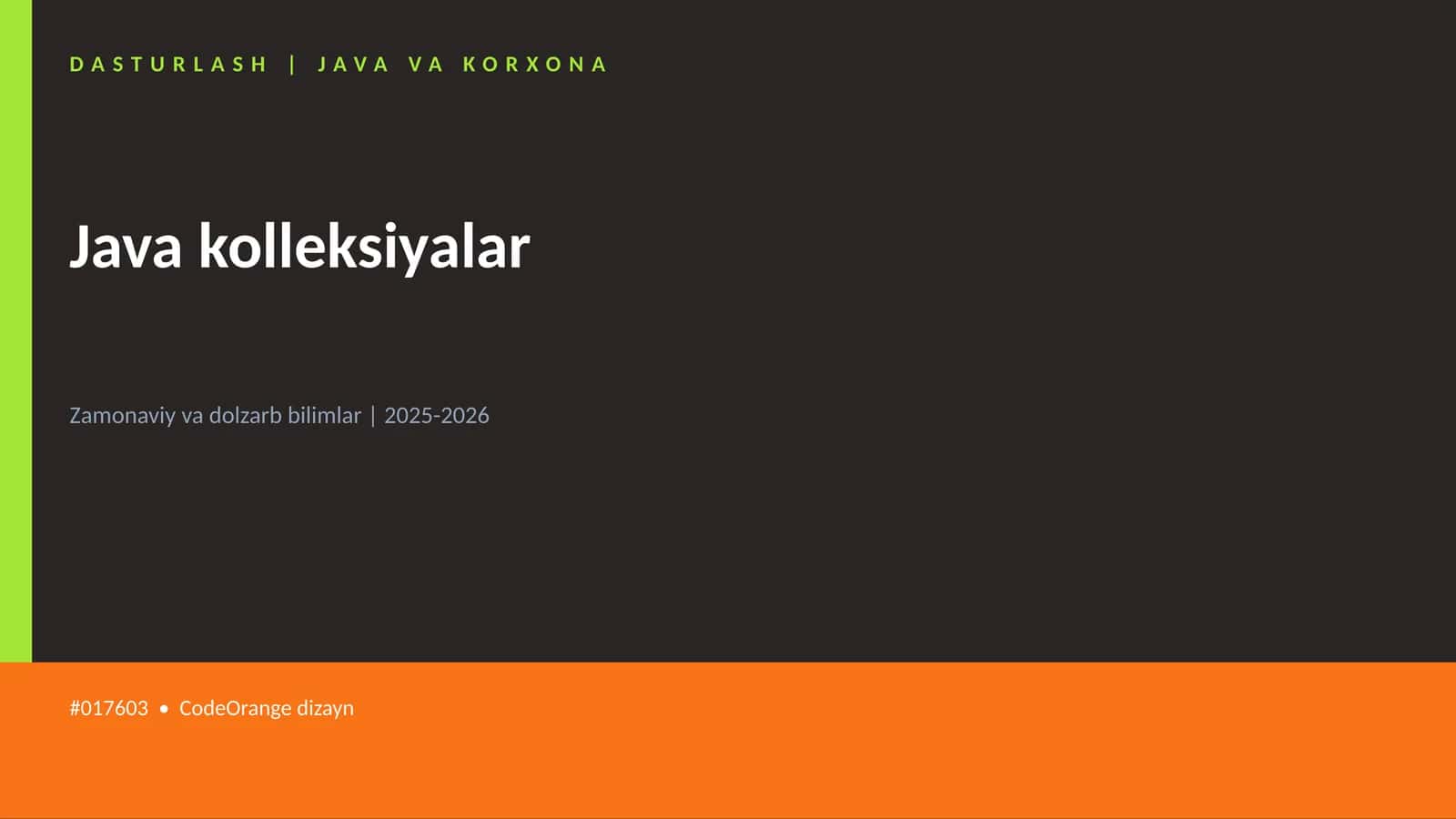 DASTURLASH | JAVA VA KORXONA