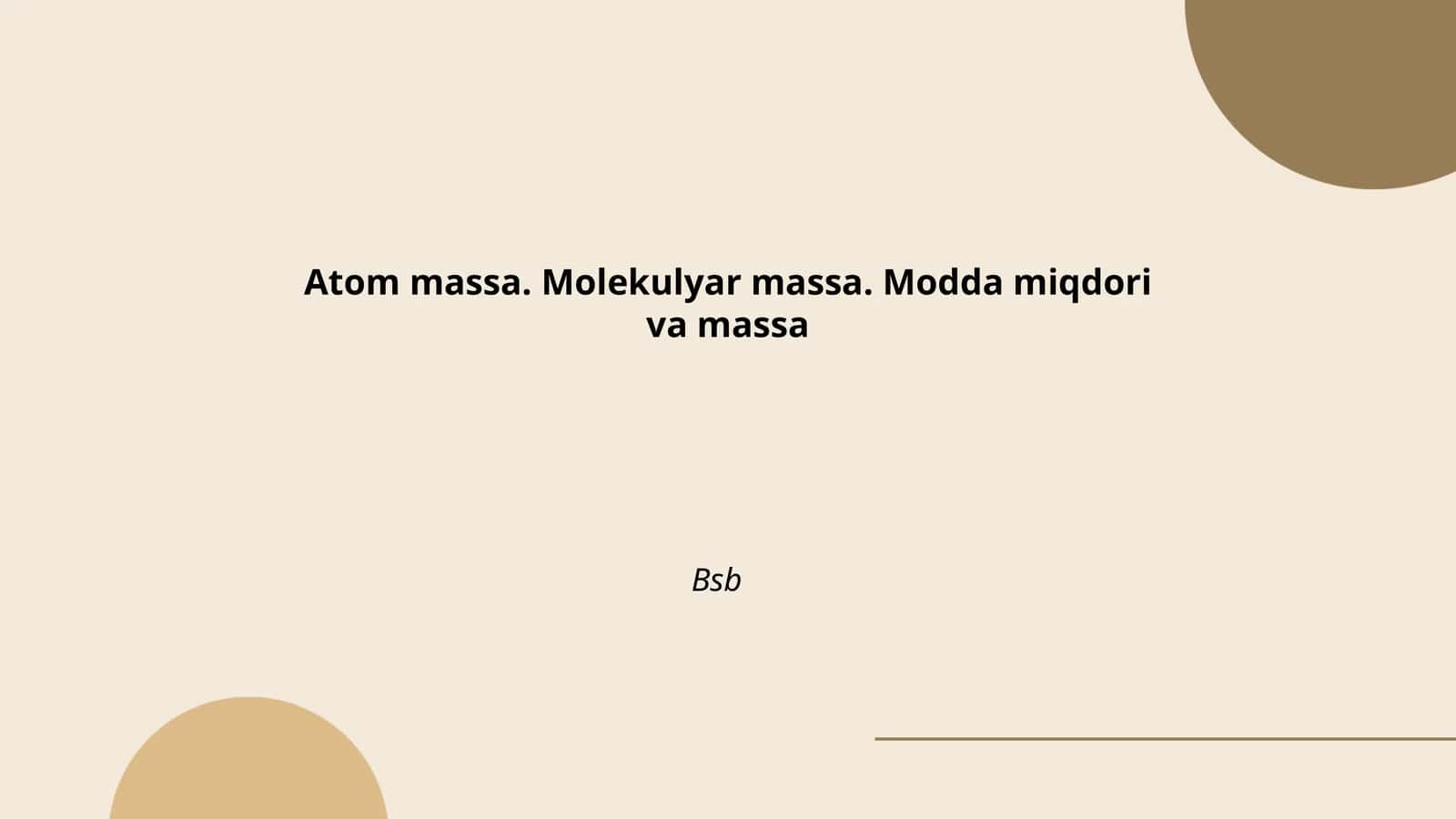 Atom massasi va moliya