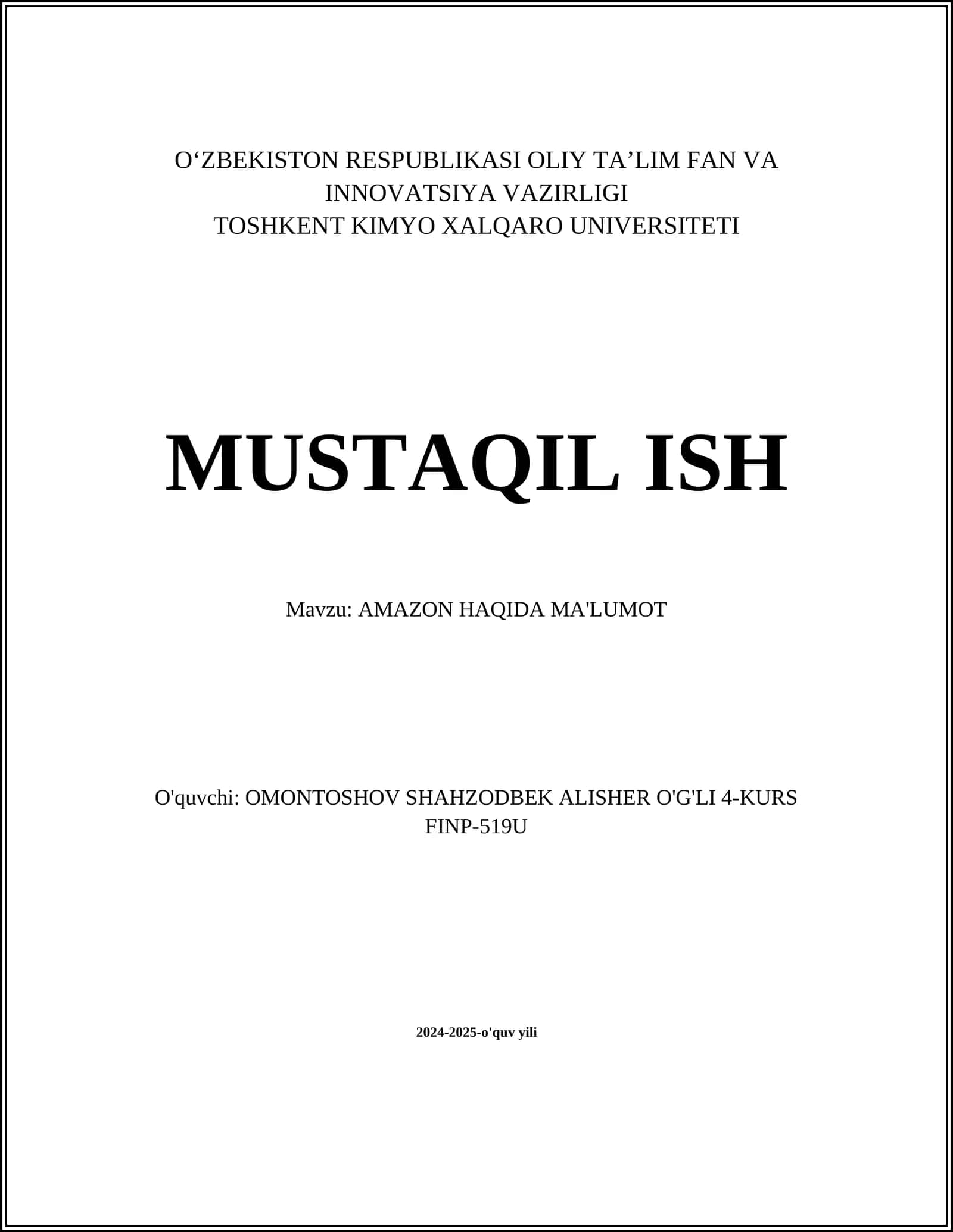 AMAZON HAQIDA MA'LUMOT
