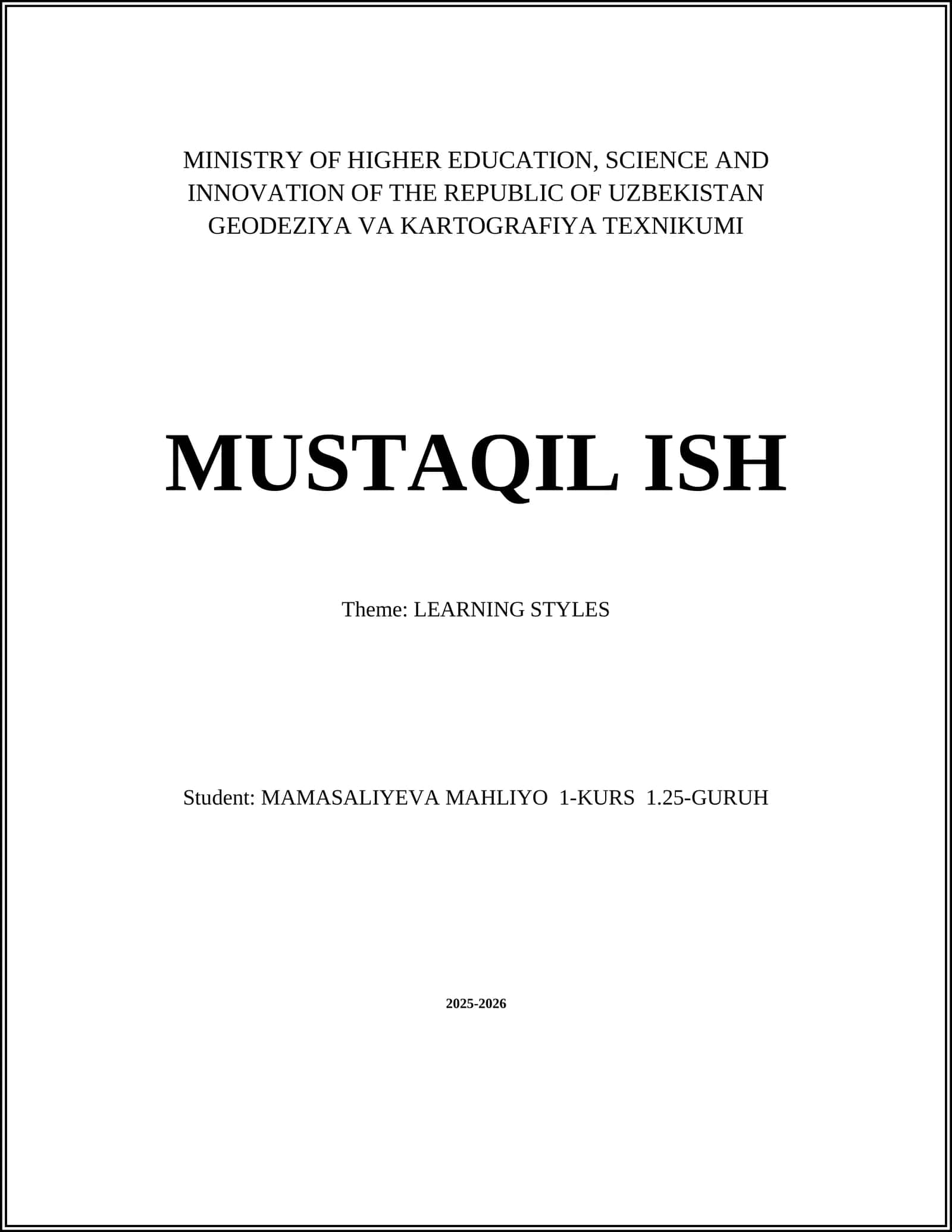 LEARNING STYLES