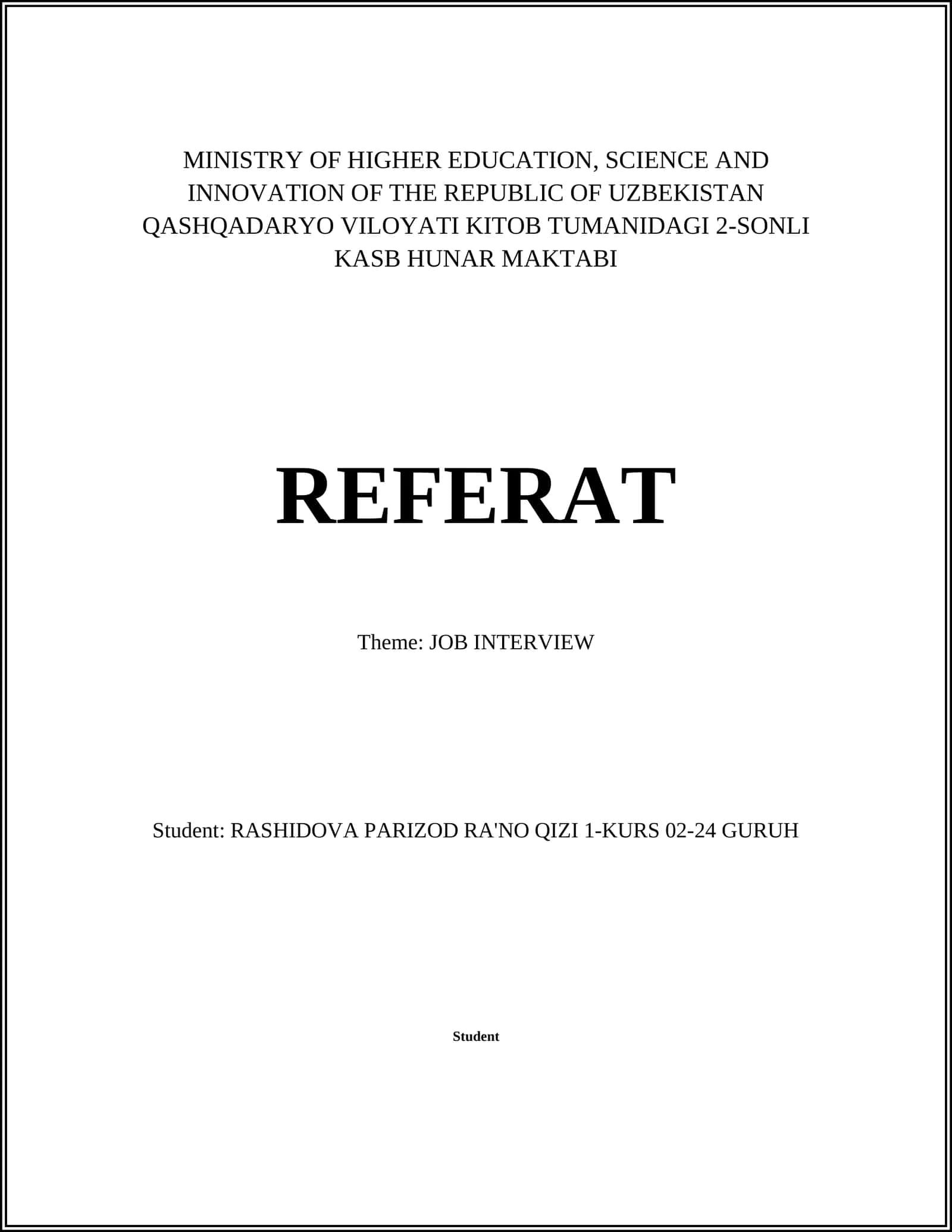 Referat JOB INTERVIEW