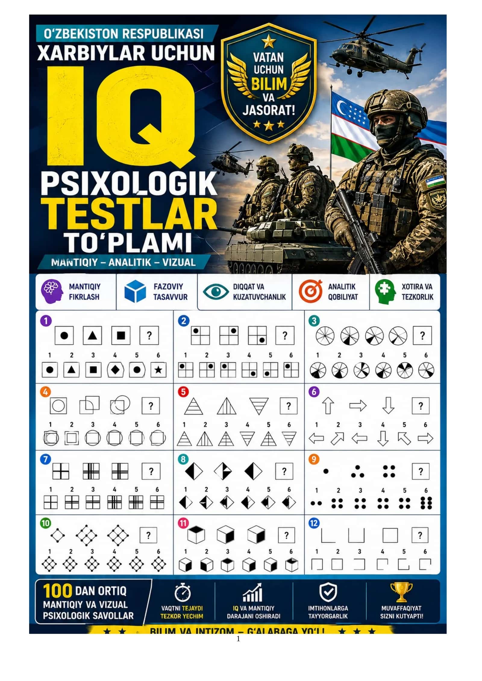 Bojxona IQ test savollar javoblari bilan tayyor katta hajm