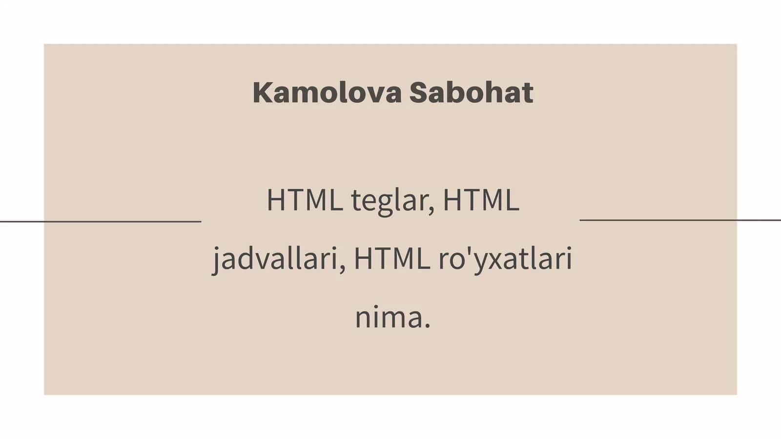 HTML Teglar