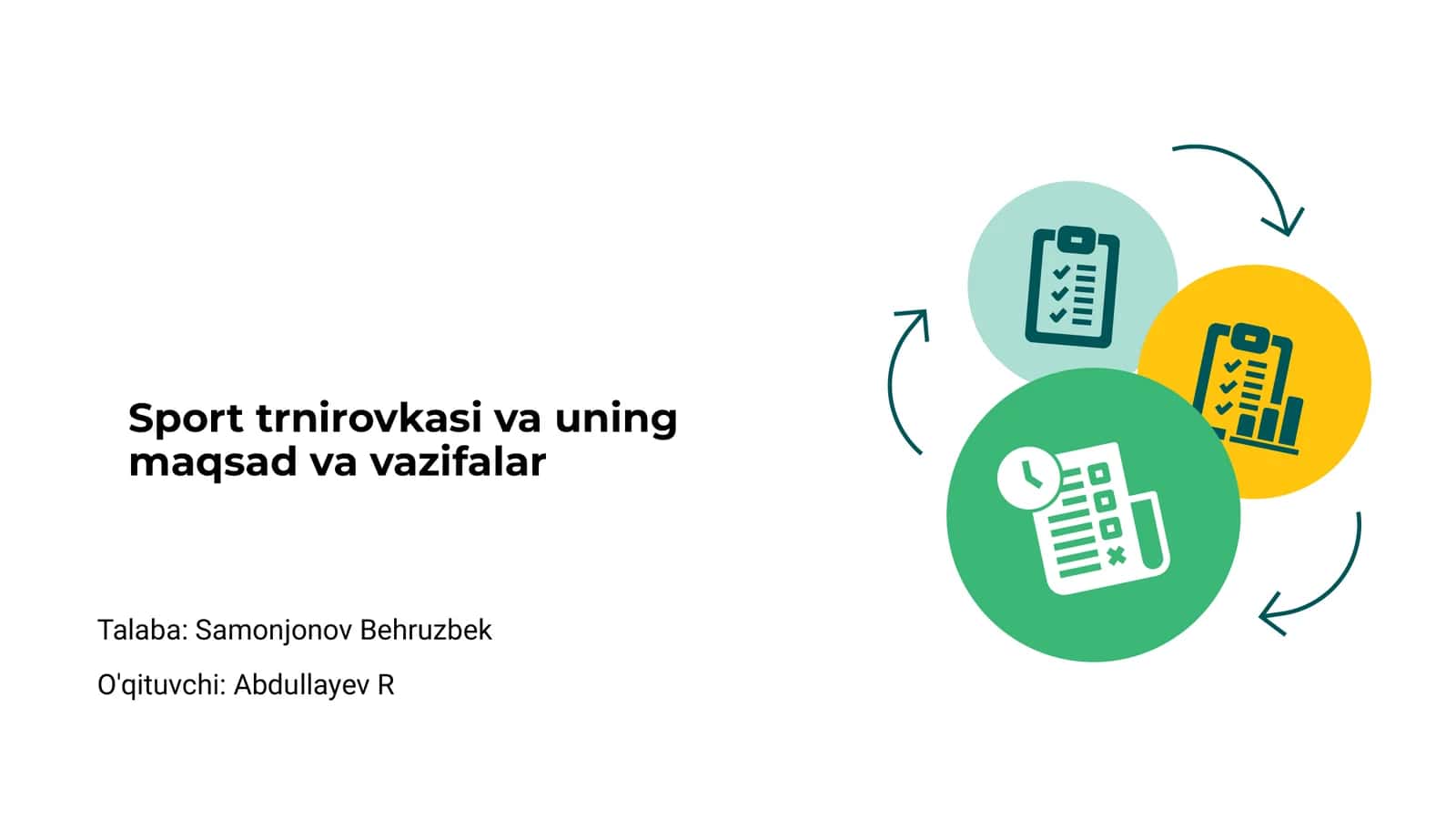 Sport trnirovkasi va uning maqsad va vazifalar