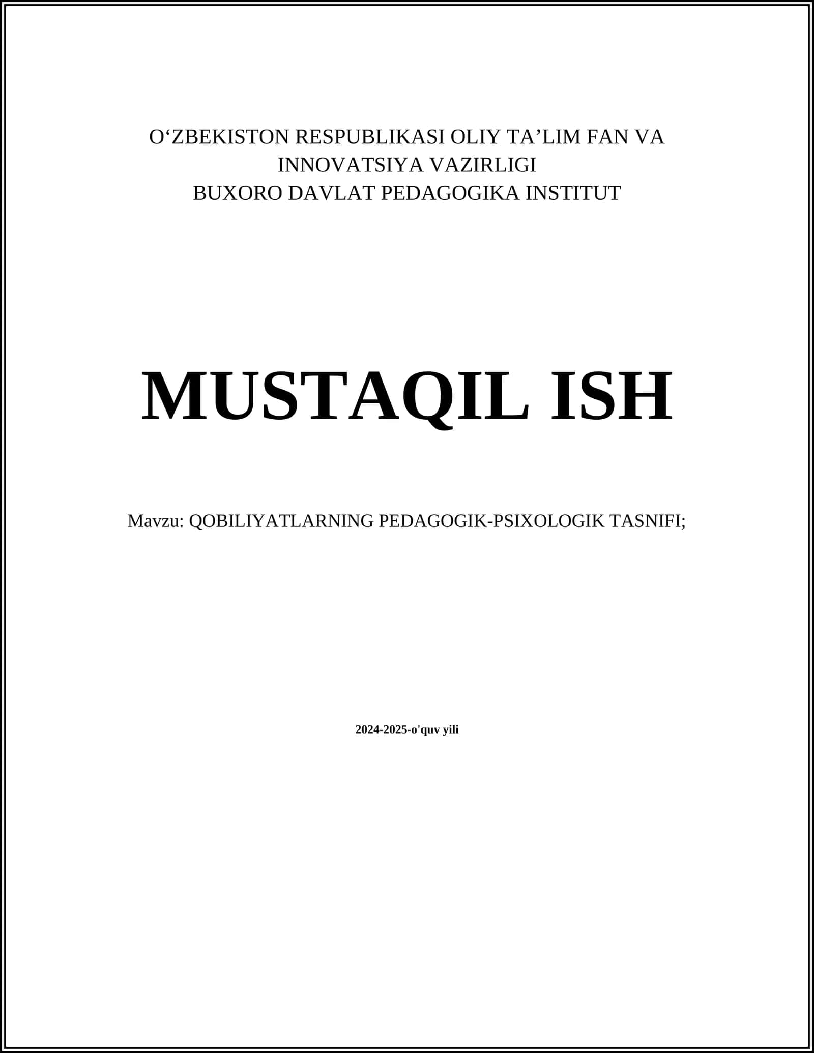 Qobiliyat va shaxs rivojlanishi