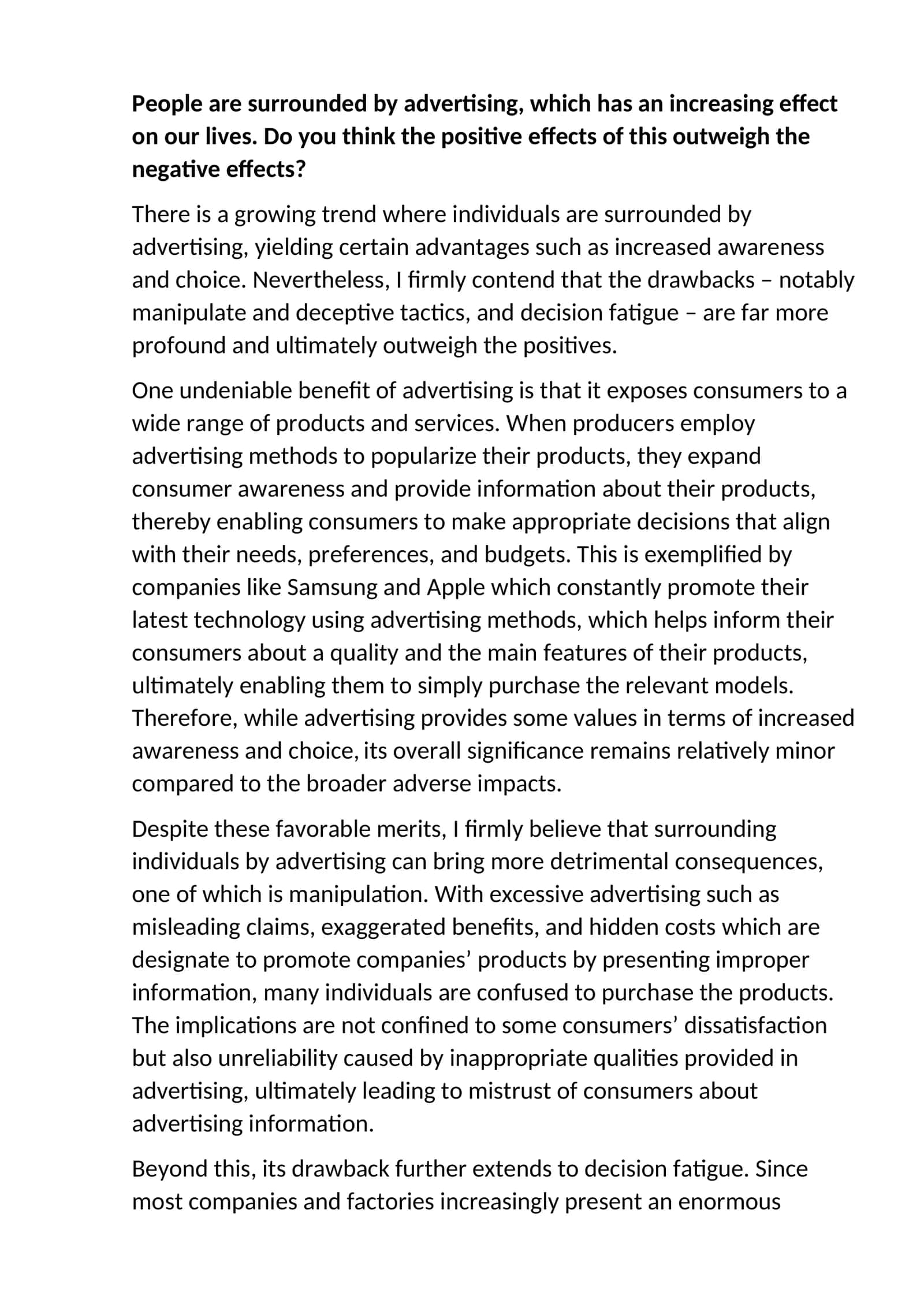 Advertising Effects on Consumers
