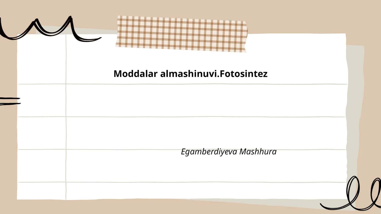 Moddalar almashinuvi.Fotosintez
