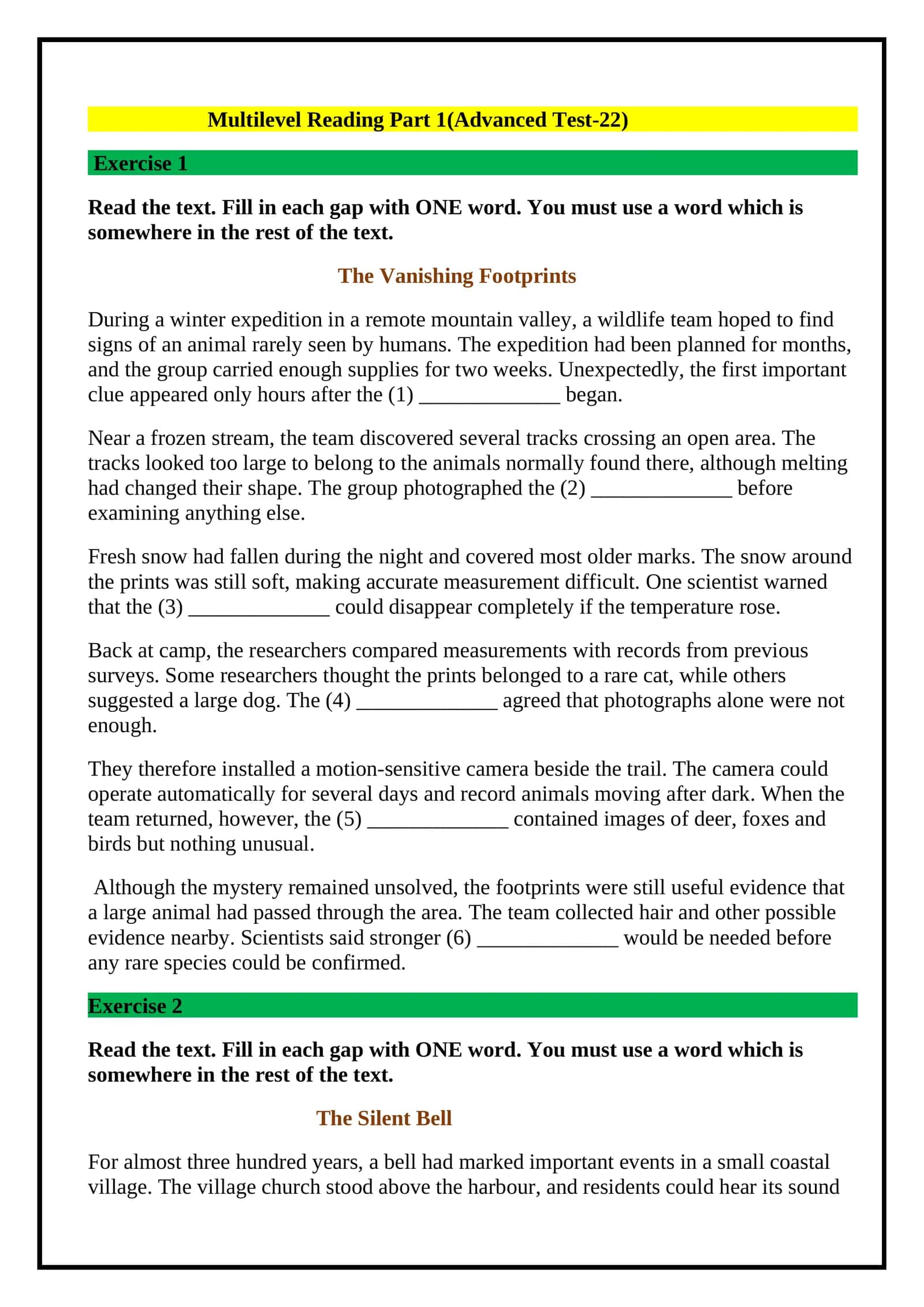 Reading Part1 (Advanced Tests)
