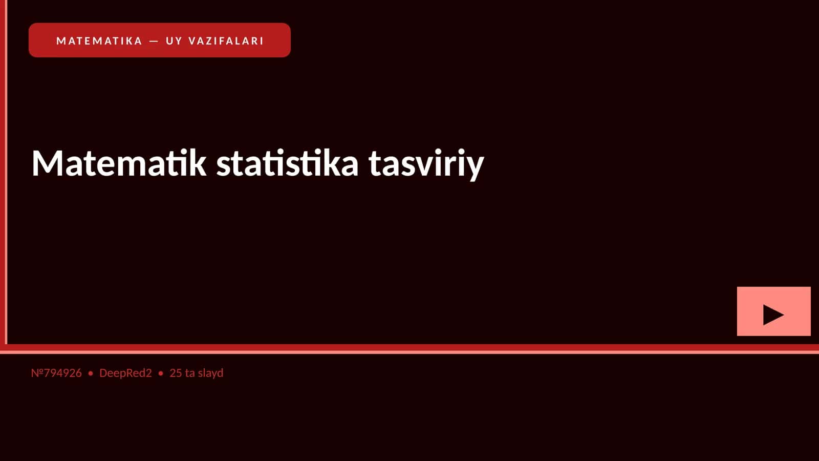 MATEMATIKA — UY VAZIFALARI