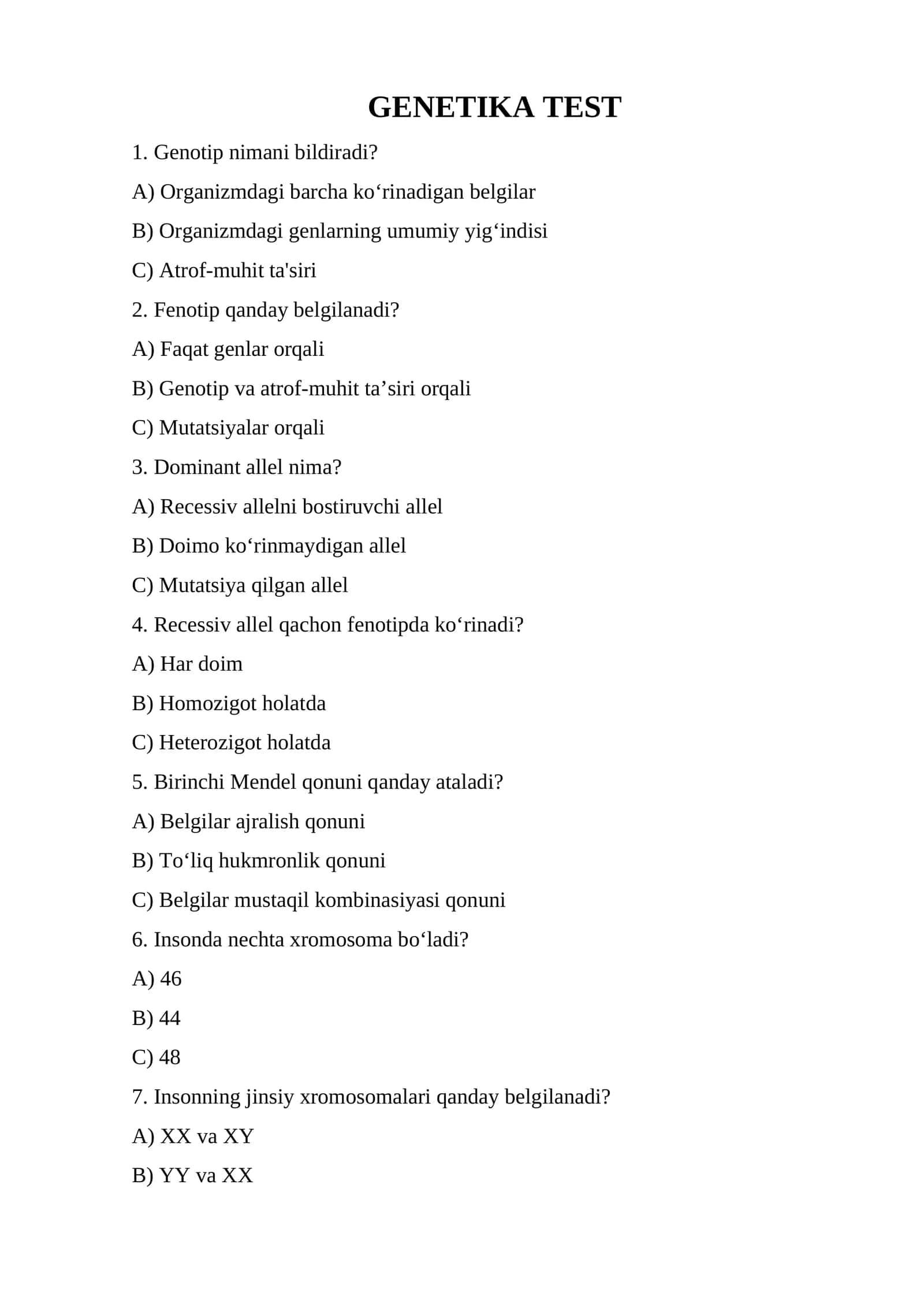 GENETIKA TEST