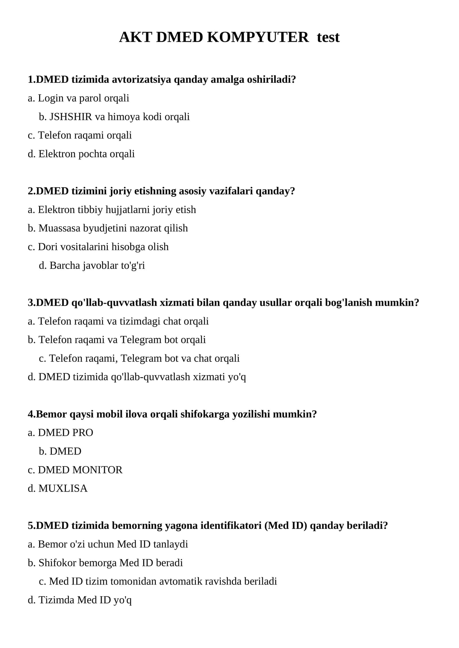 AKT DMED KOMPYUTER argos test savol javoblari