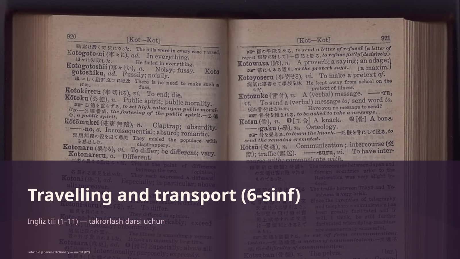 Travelling and transport (6-sinf)