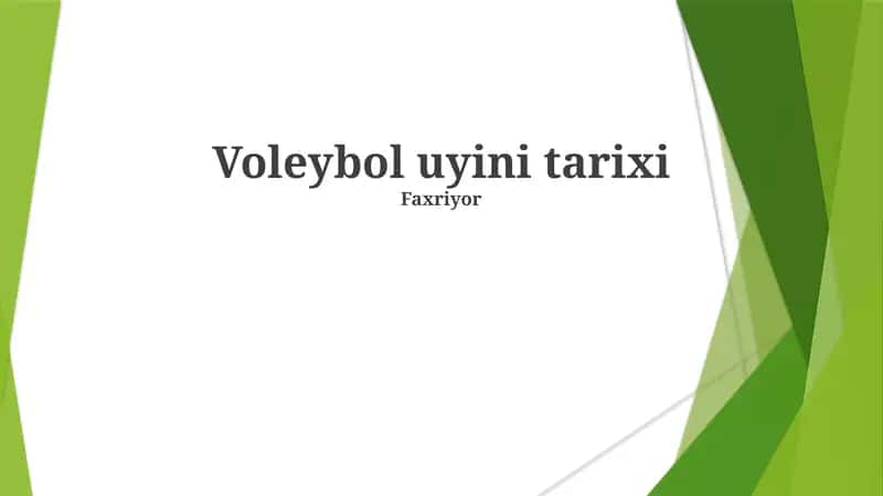 Voleybol uyini tarixi