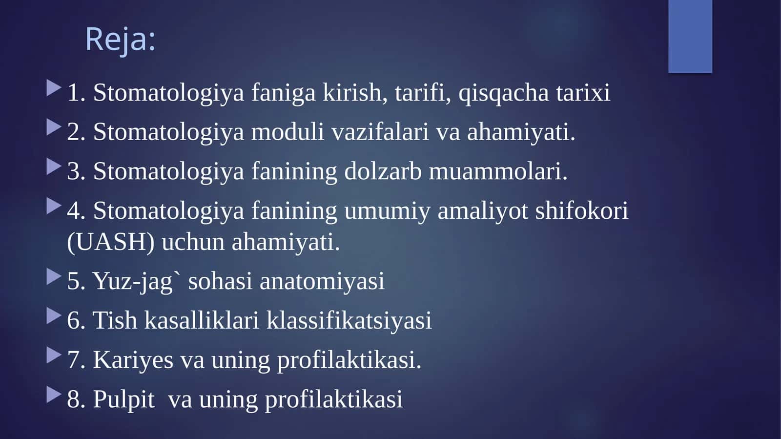 Stomatologiya faniga kirish
