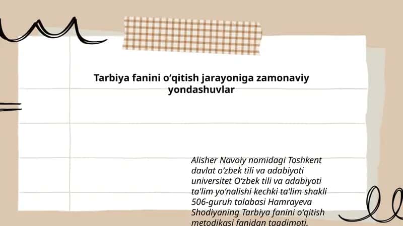 Tarbiya fanini oʻqitish metodikasi