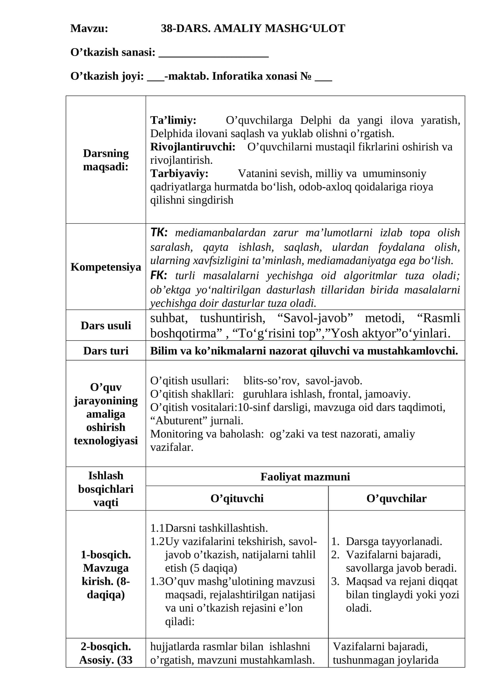 Informatika AMALIY MASHG‘ULOT