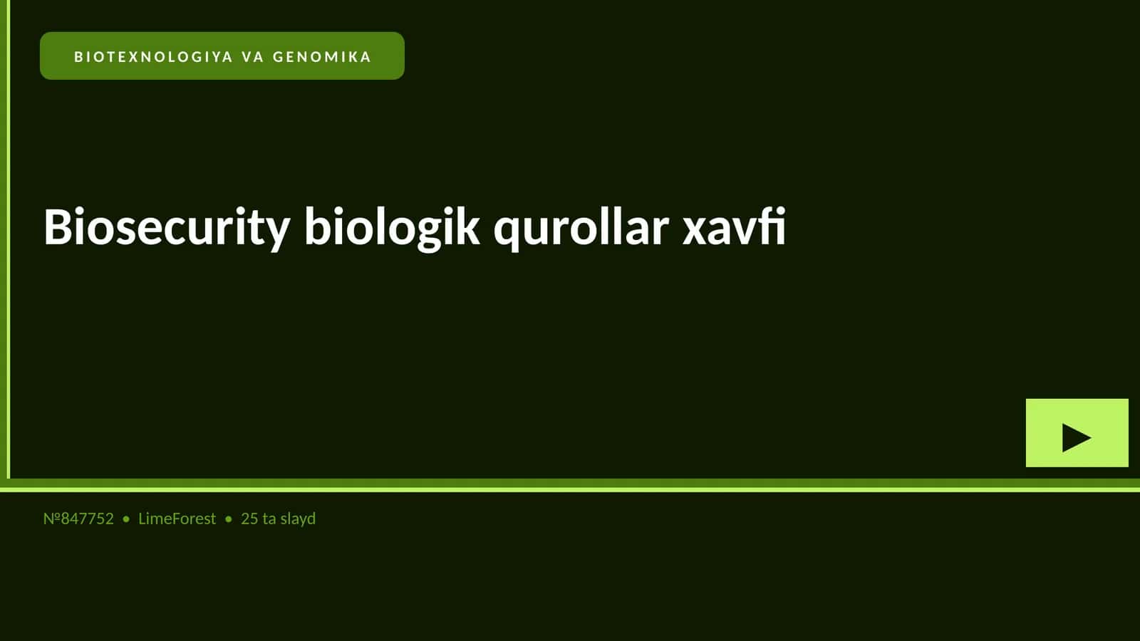 BIOTEXNOLOGIYA VA GENOMIKA