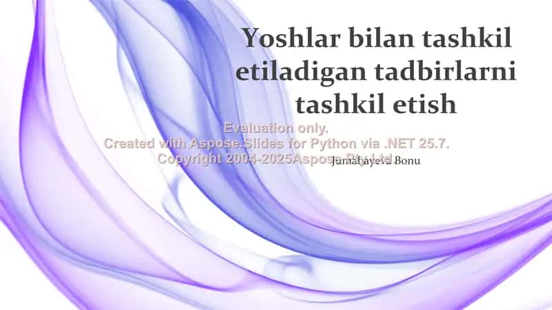 Yoshlar bilan tashkil etiladigan tadbirlarni tashkil etish