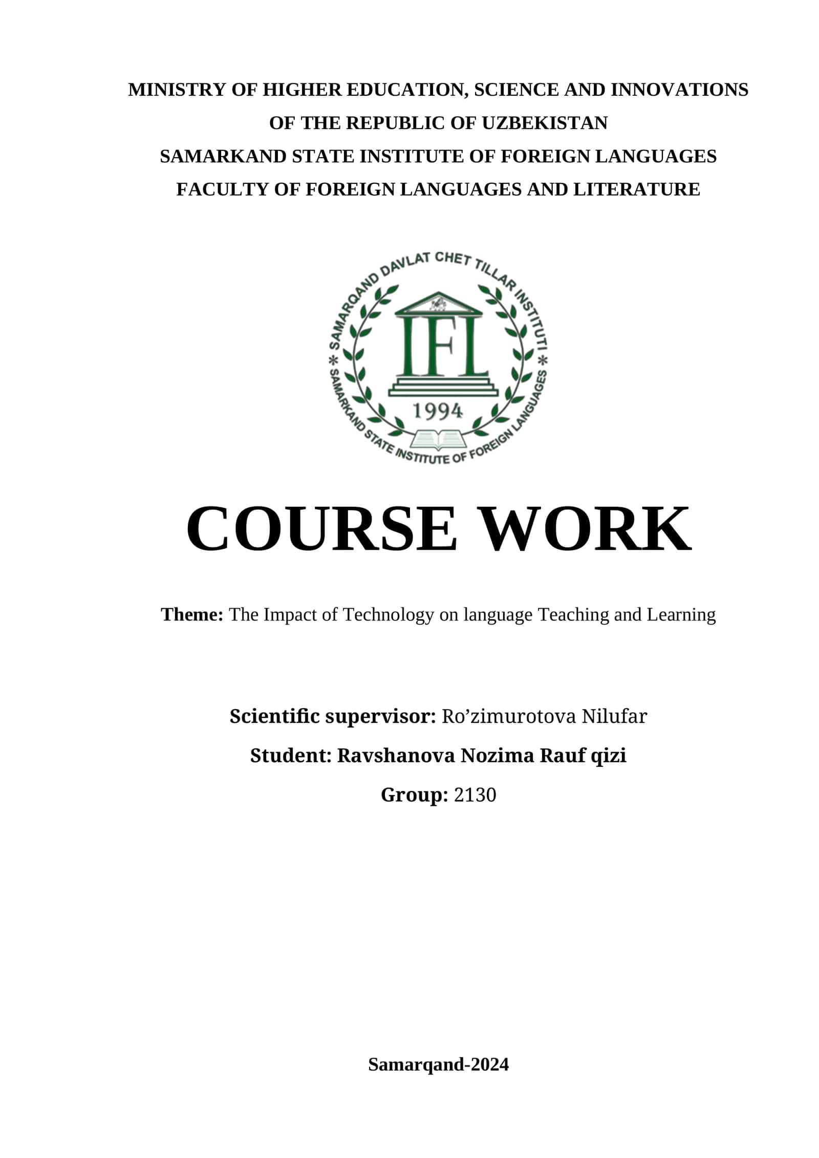 COURSE WORK