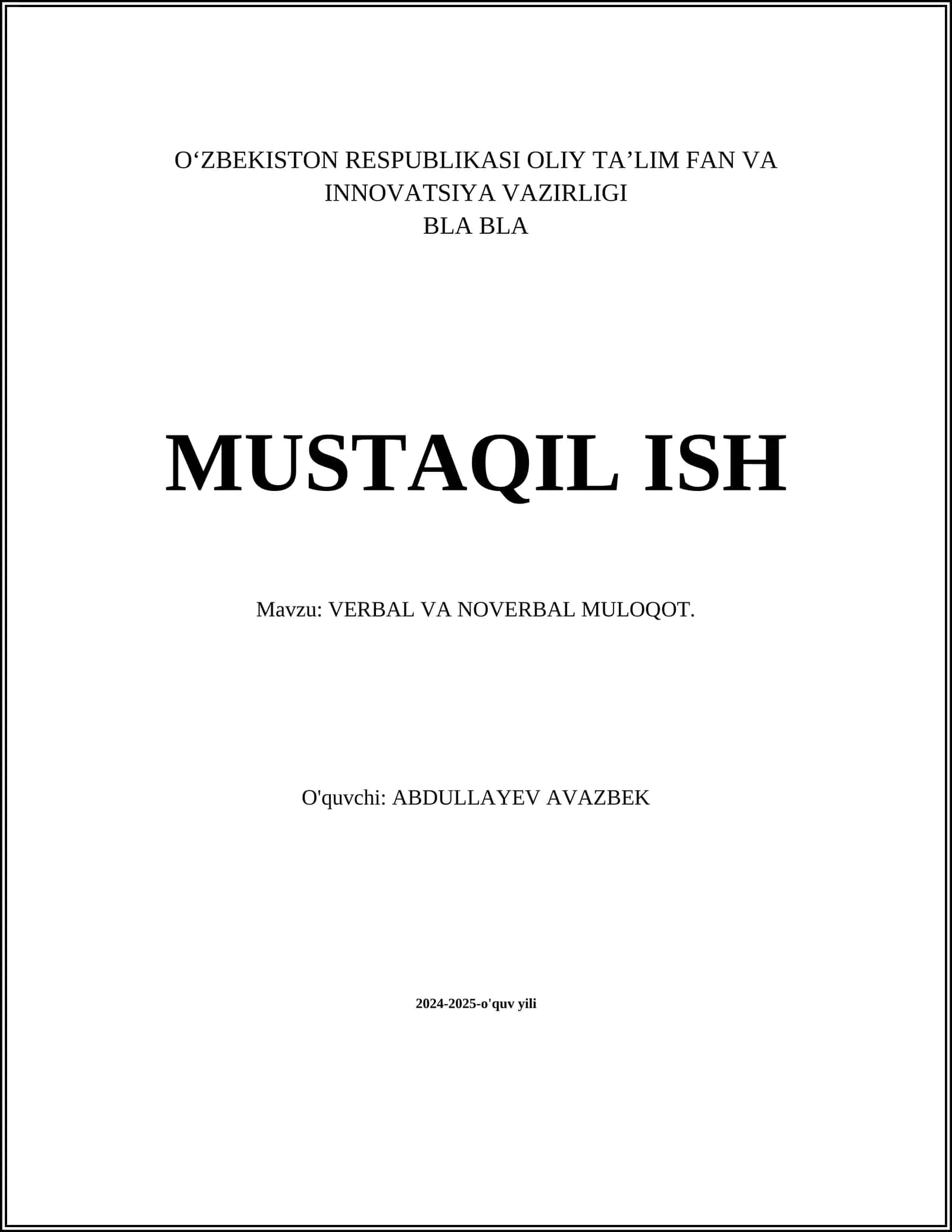 VERBAL VA NOVERBAL MULOQOT
