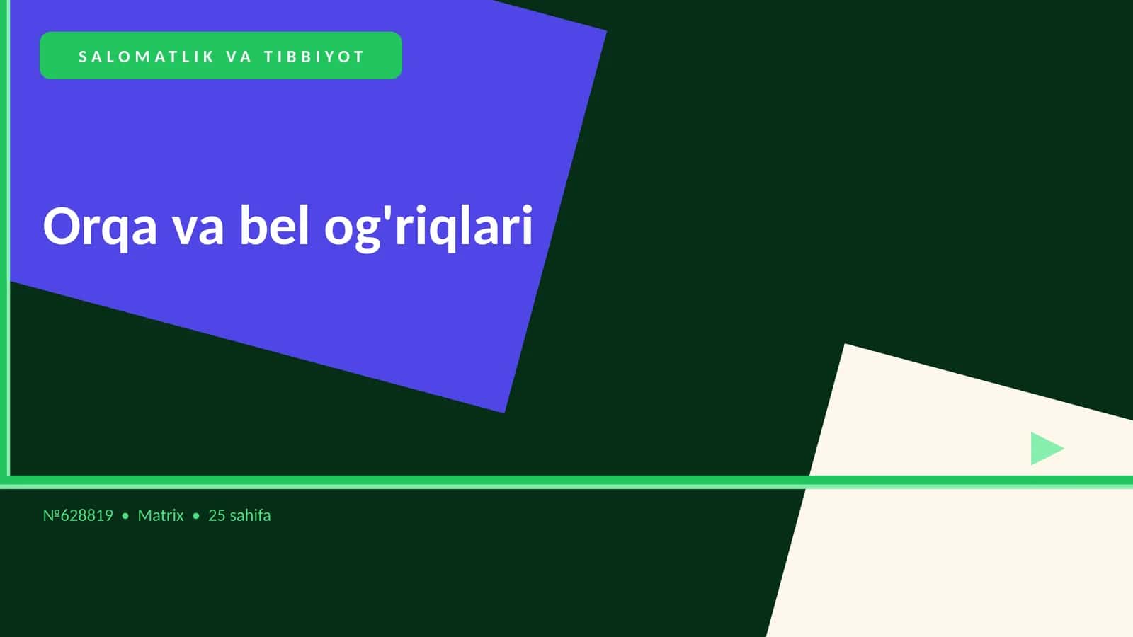 Orqa va bel og'riqlari