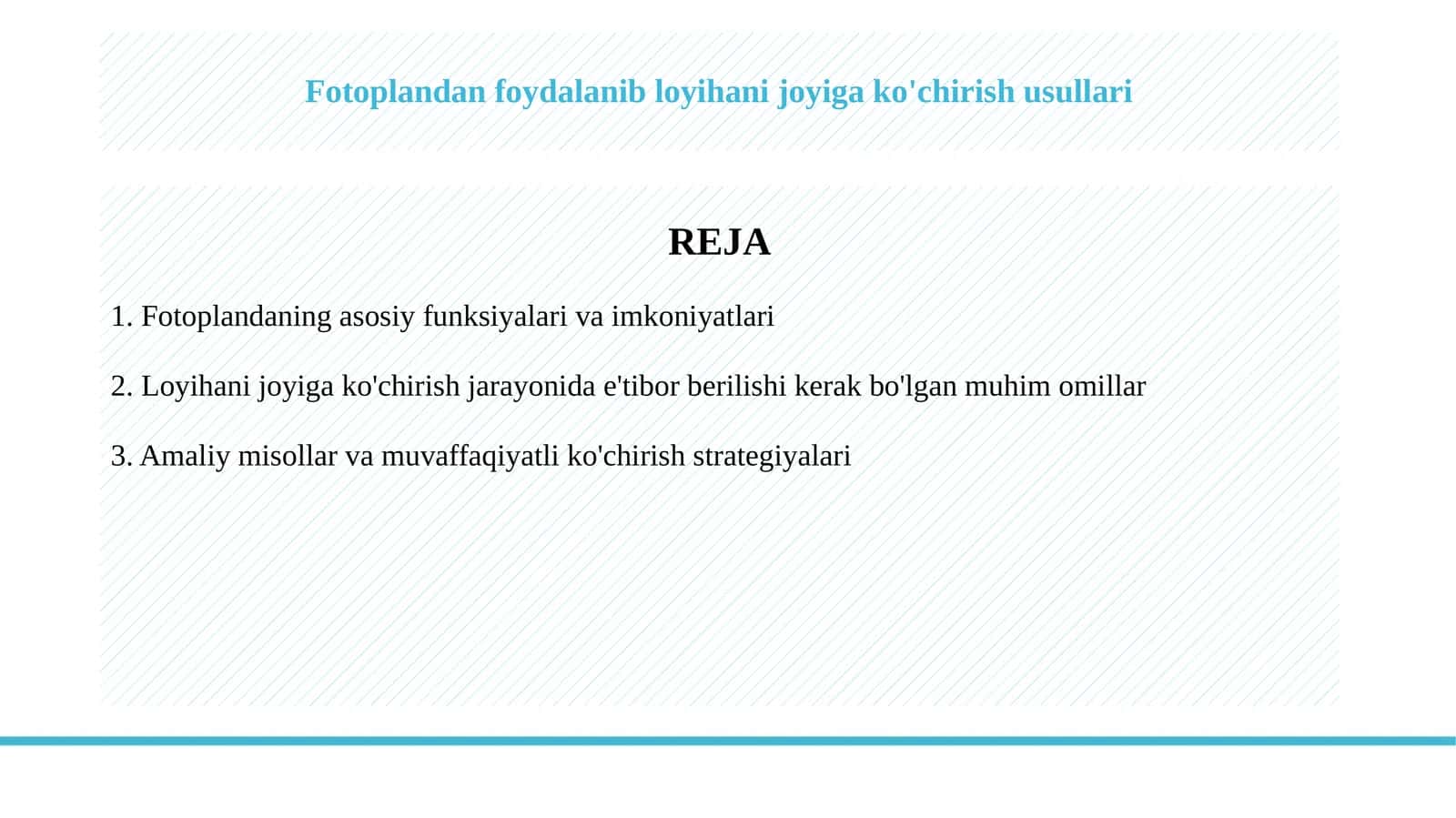 Fotoplandan foydalanib  loyihani joyiga ko'chirish usullari
