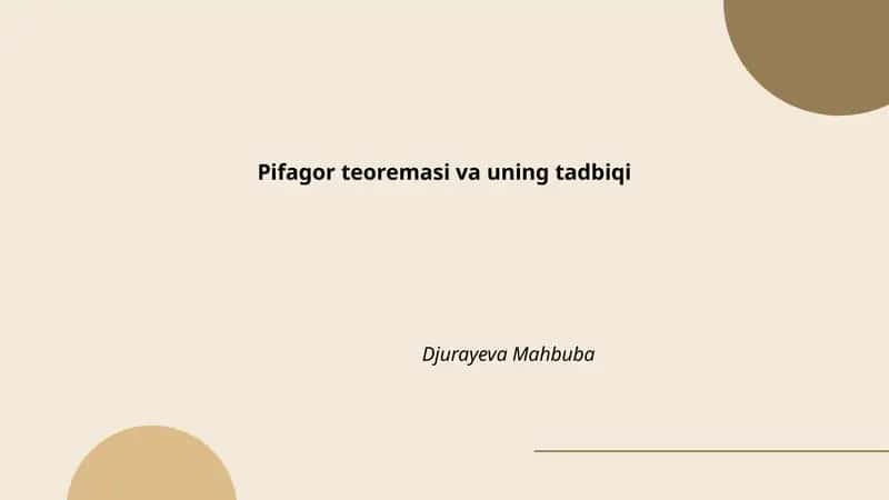 Pifagor teoremasi va uning tadbiqi