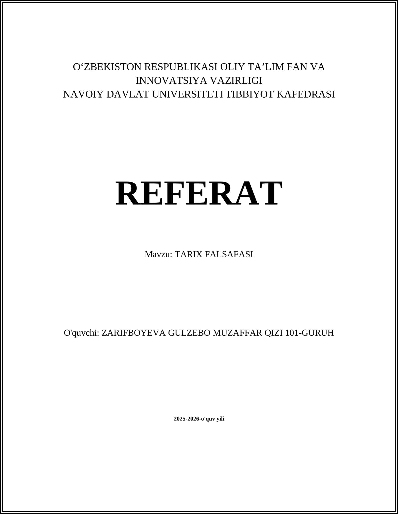 TARIX FALSAFASI