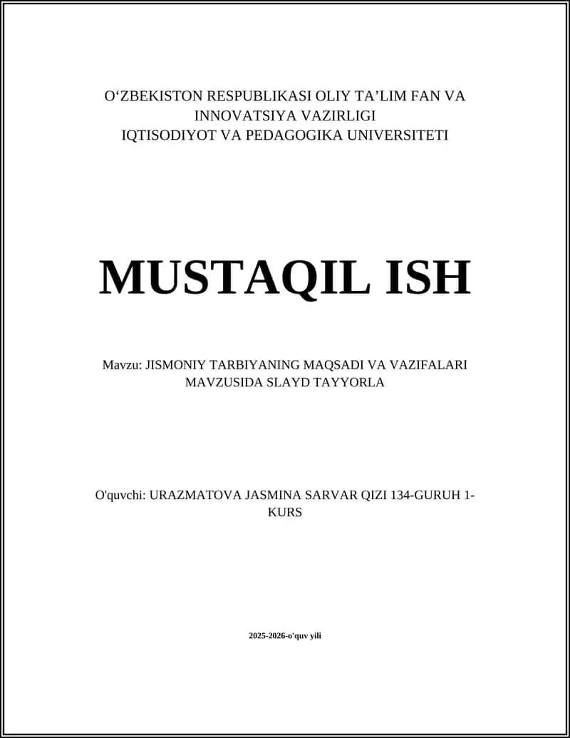 Jismoniy Tarbiya