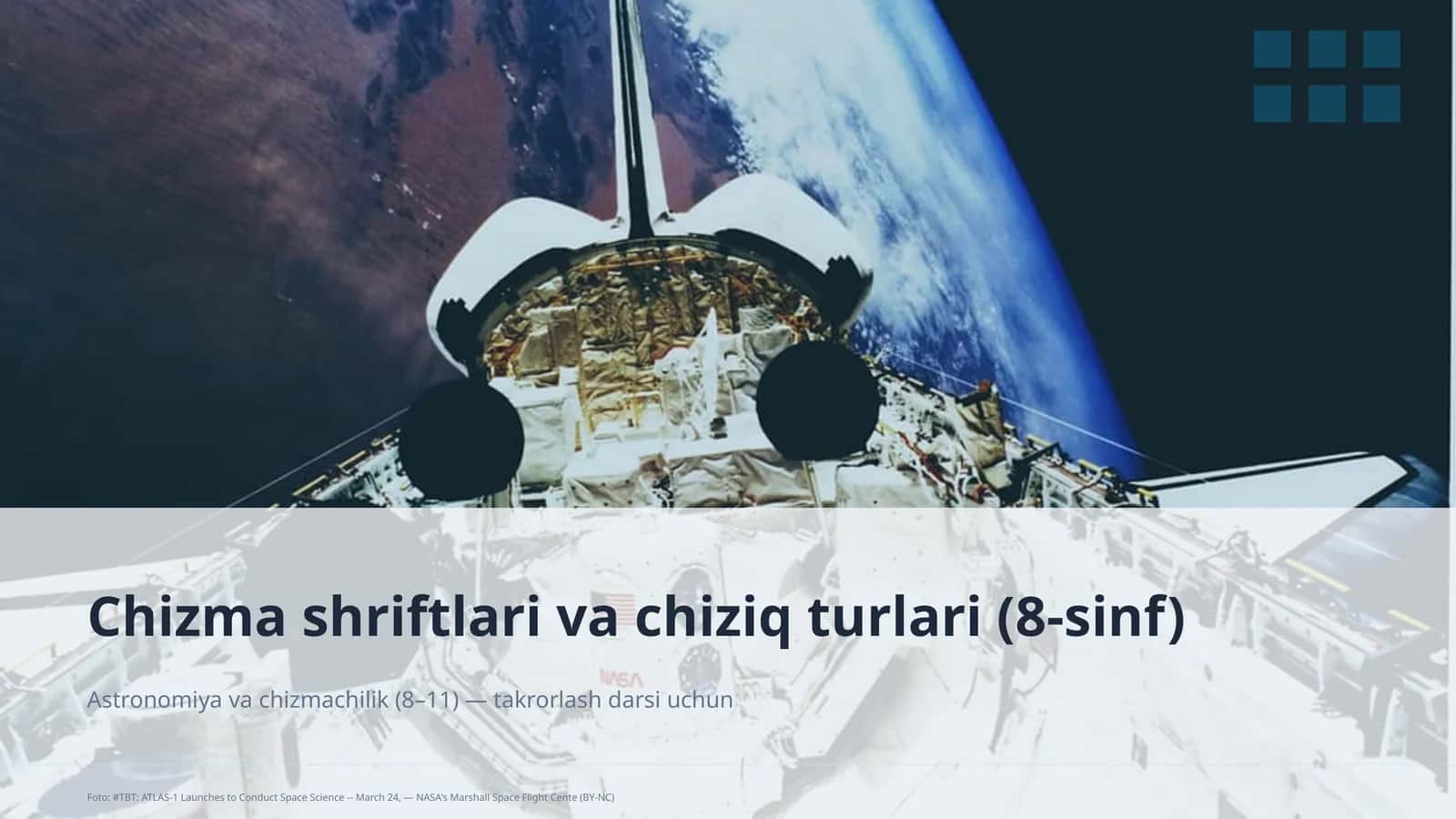 Chizma shriftlari va chiziq turlari (8-sinf)
