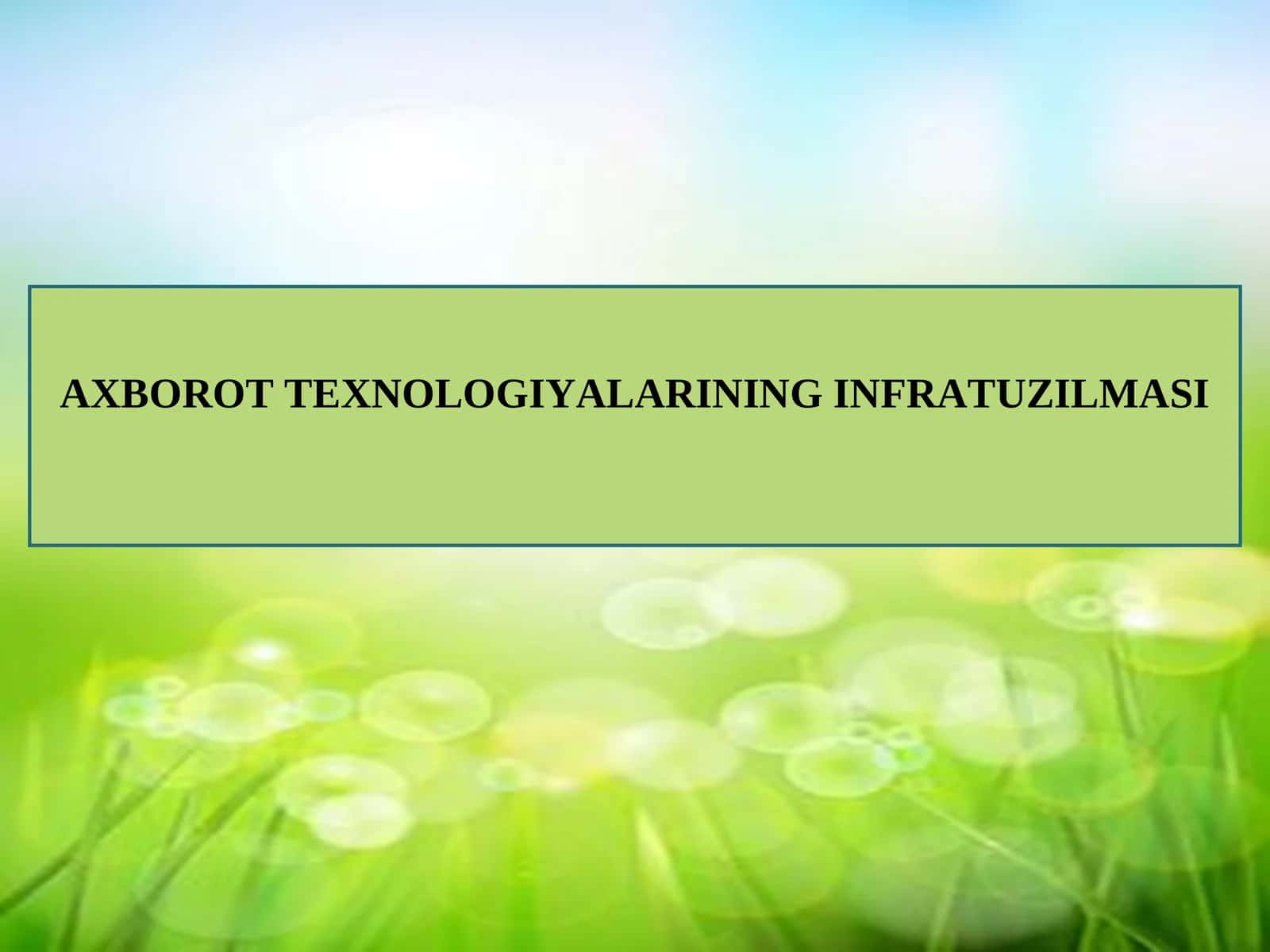 Axborot texnologiyalarining infratuzilmasi