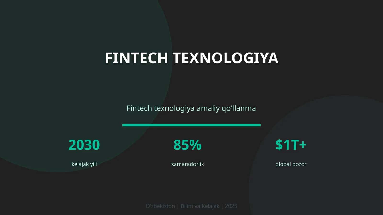 Fintech texnologiya amaliy qo'llanma