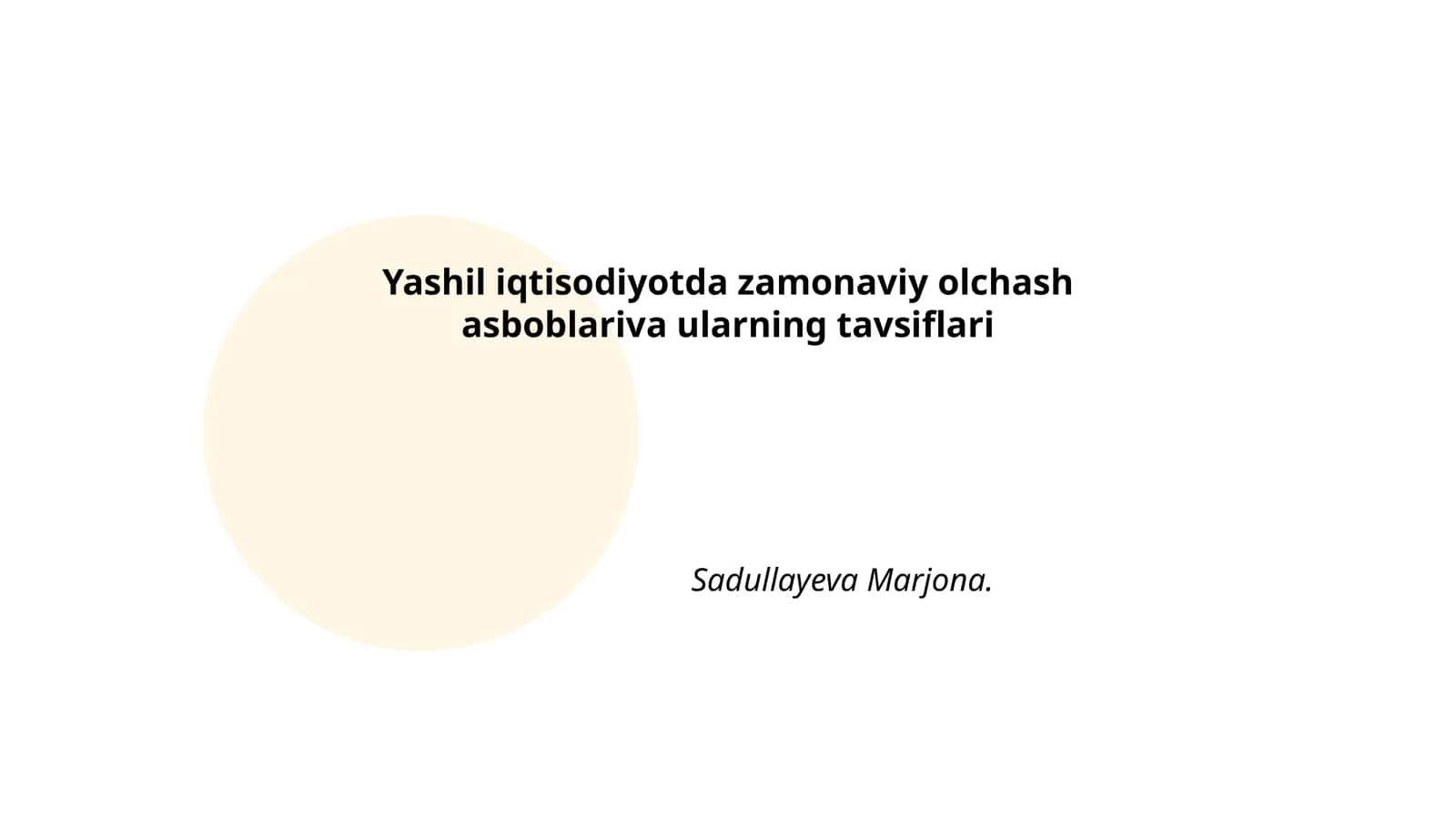 Yashil iqtisodiyotda innovatsion o'lchash asboblari