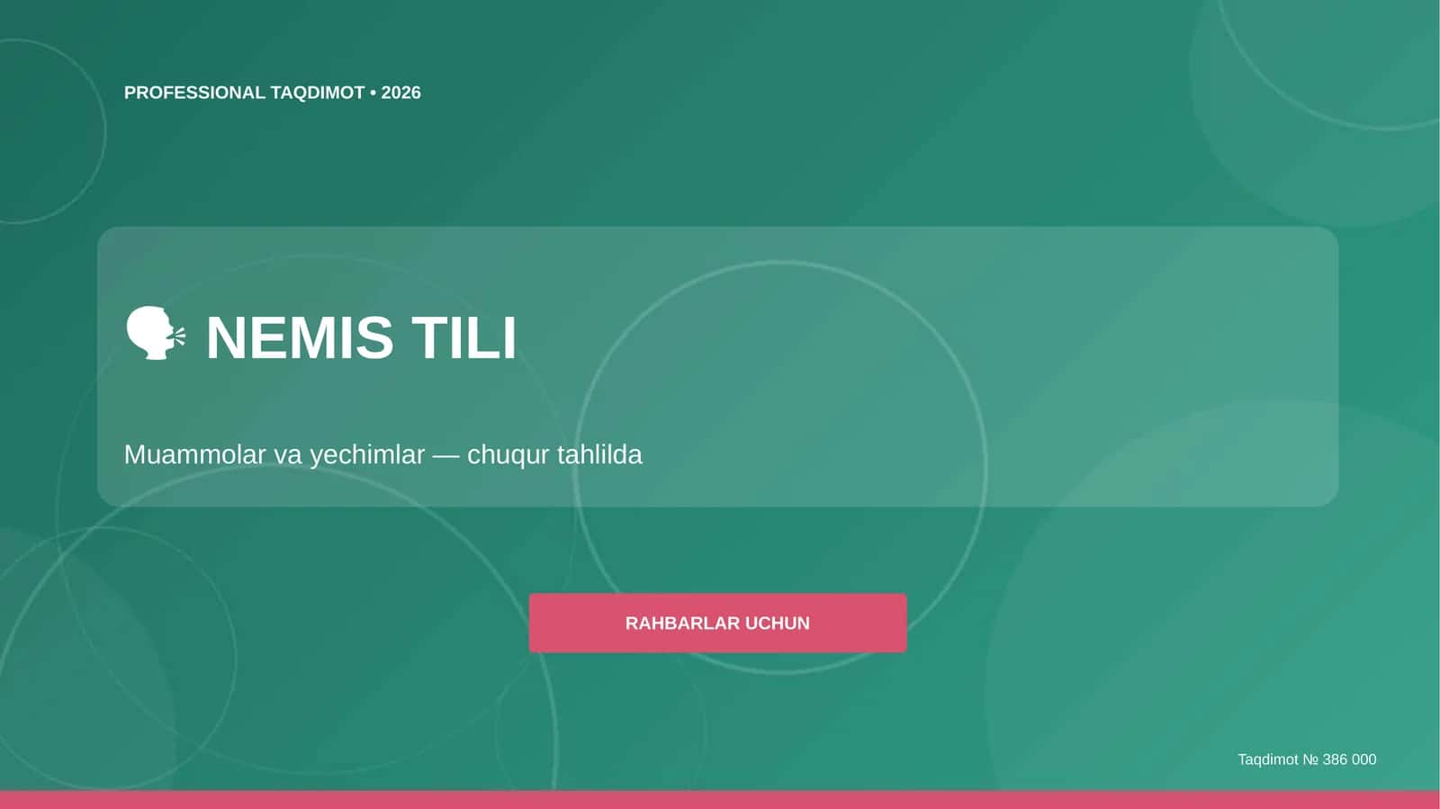 Nemis tili: muammolar va yechimlar (chuqur tahlilda) [rahbarlar uchun]