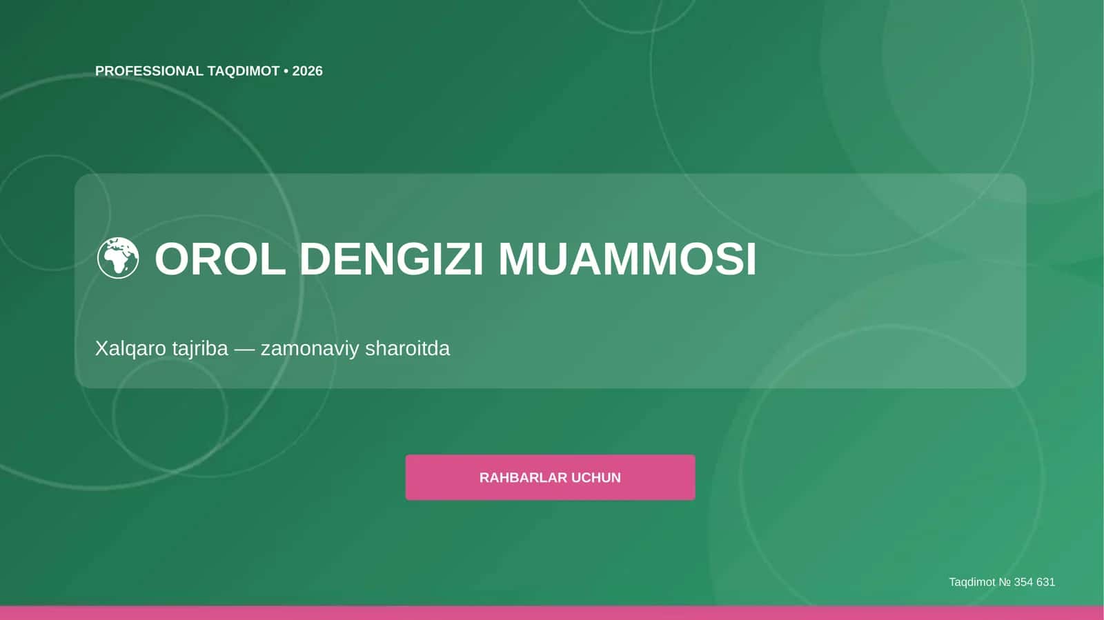 Orol dengizi muammosi: xalqaro tajriba