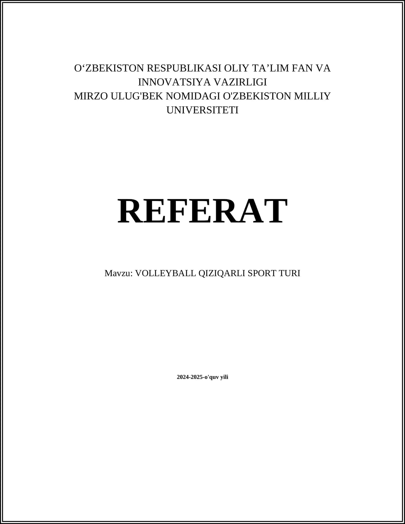 VOLLEYBALL QIZIQARLI SPORT TURI