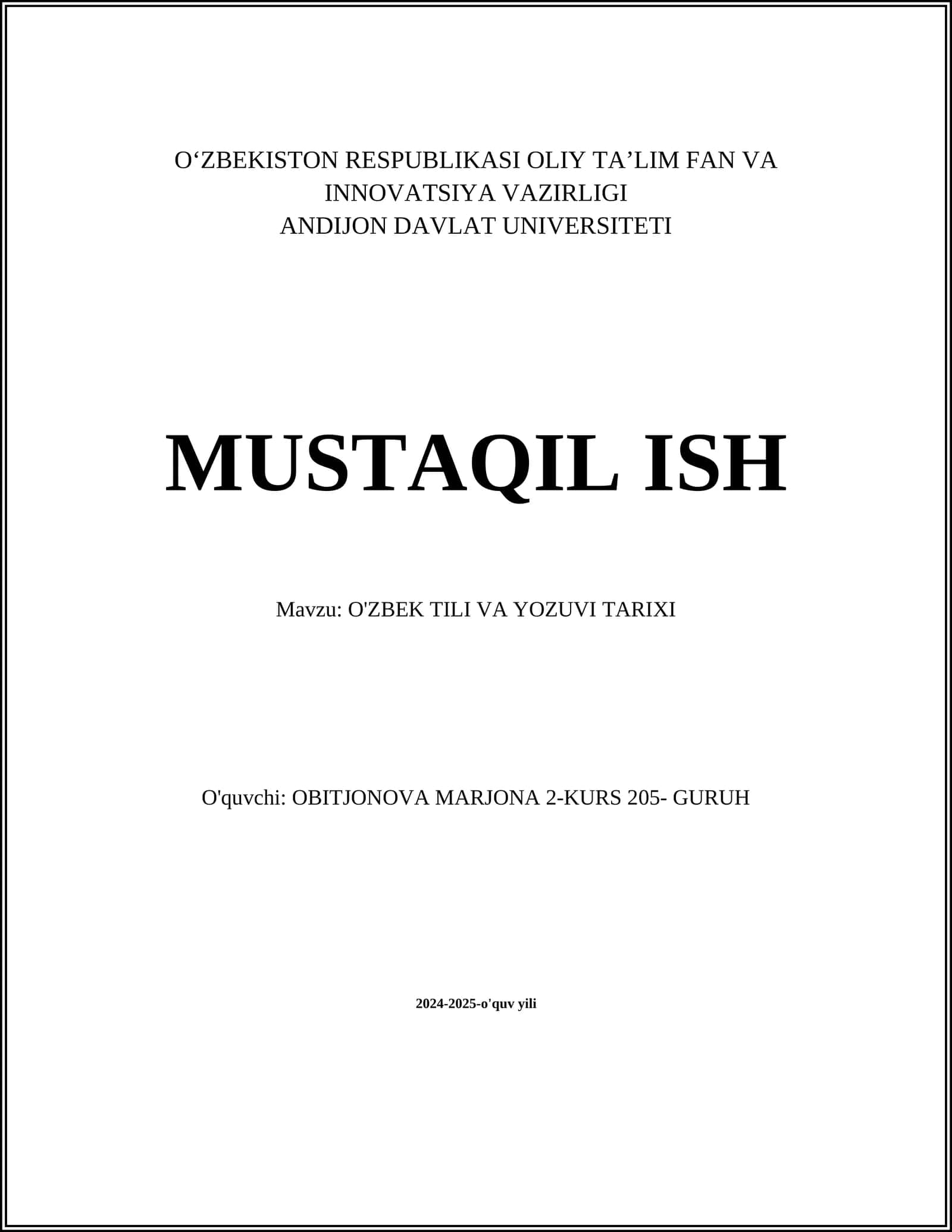 O'zbek tili va yozuvi tarixi