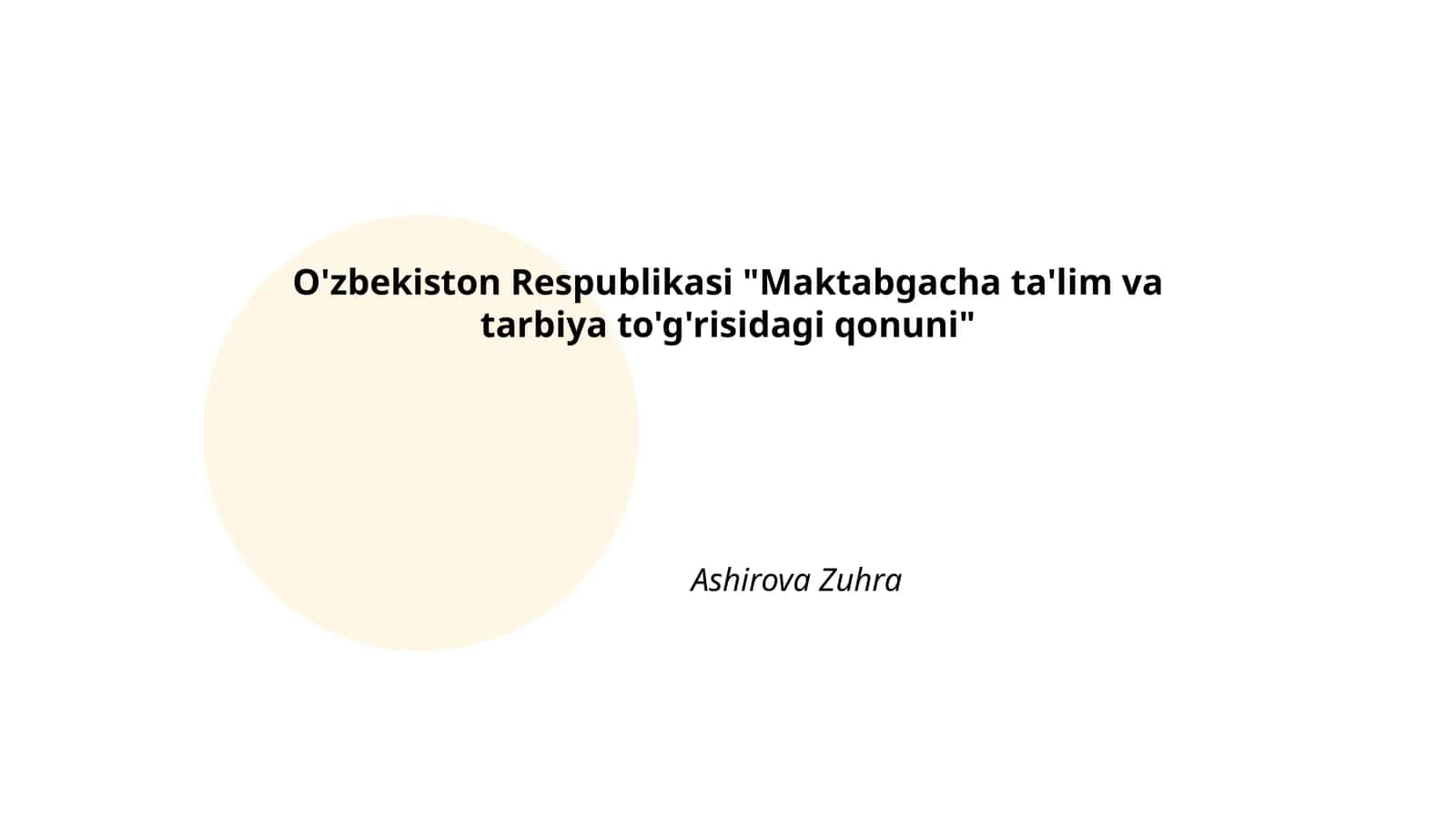 Maktabgacha ta'lim va tarbiya to'g'risidagi qonuni