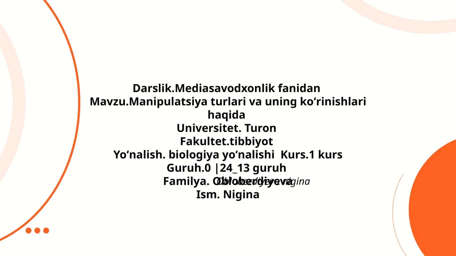 Manipulatsiya turlari va uning koʻrinishlari haqida