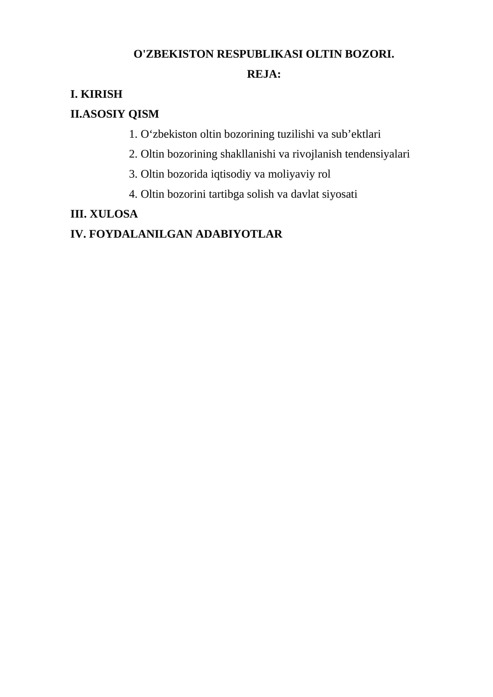 O'zbekiston respublikasi Oltin bozori