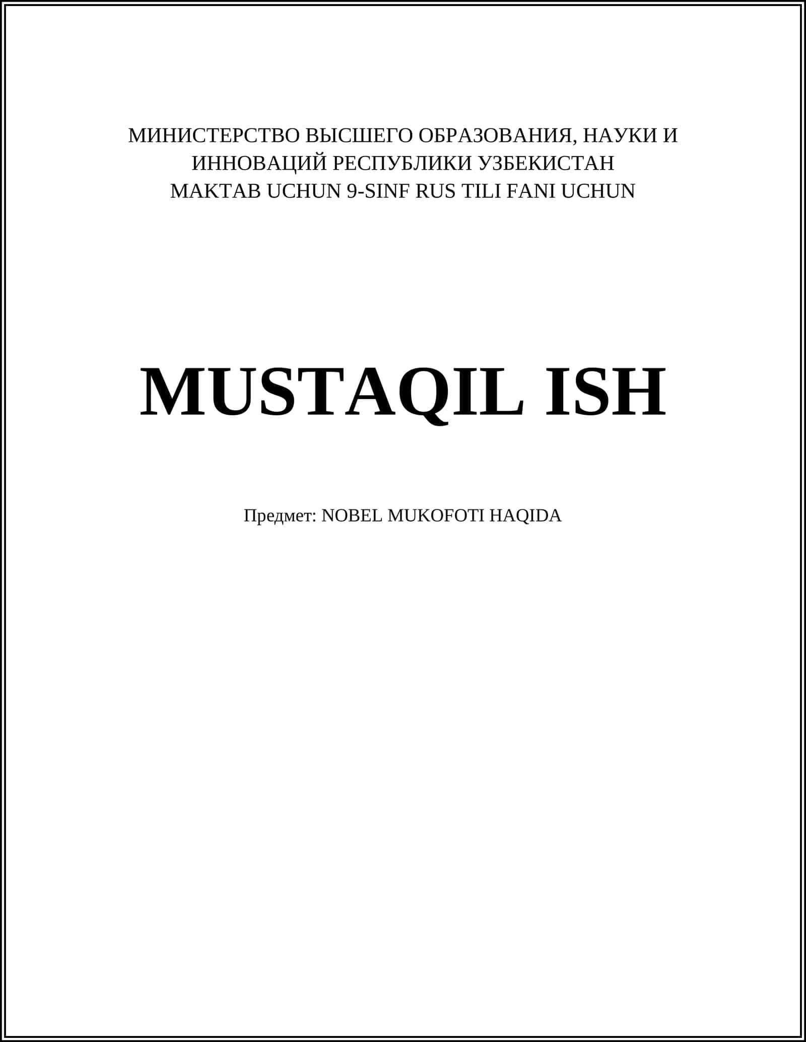 NOBEL MUKOFOTI HAQIDA