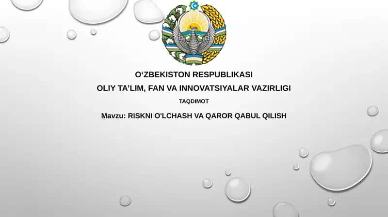 RISKNI O'LCHASH VA QAROR QABULQILISH